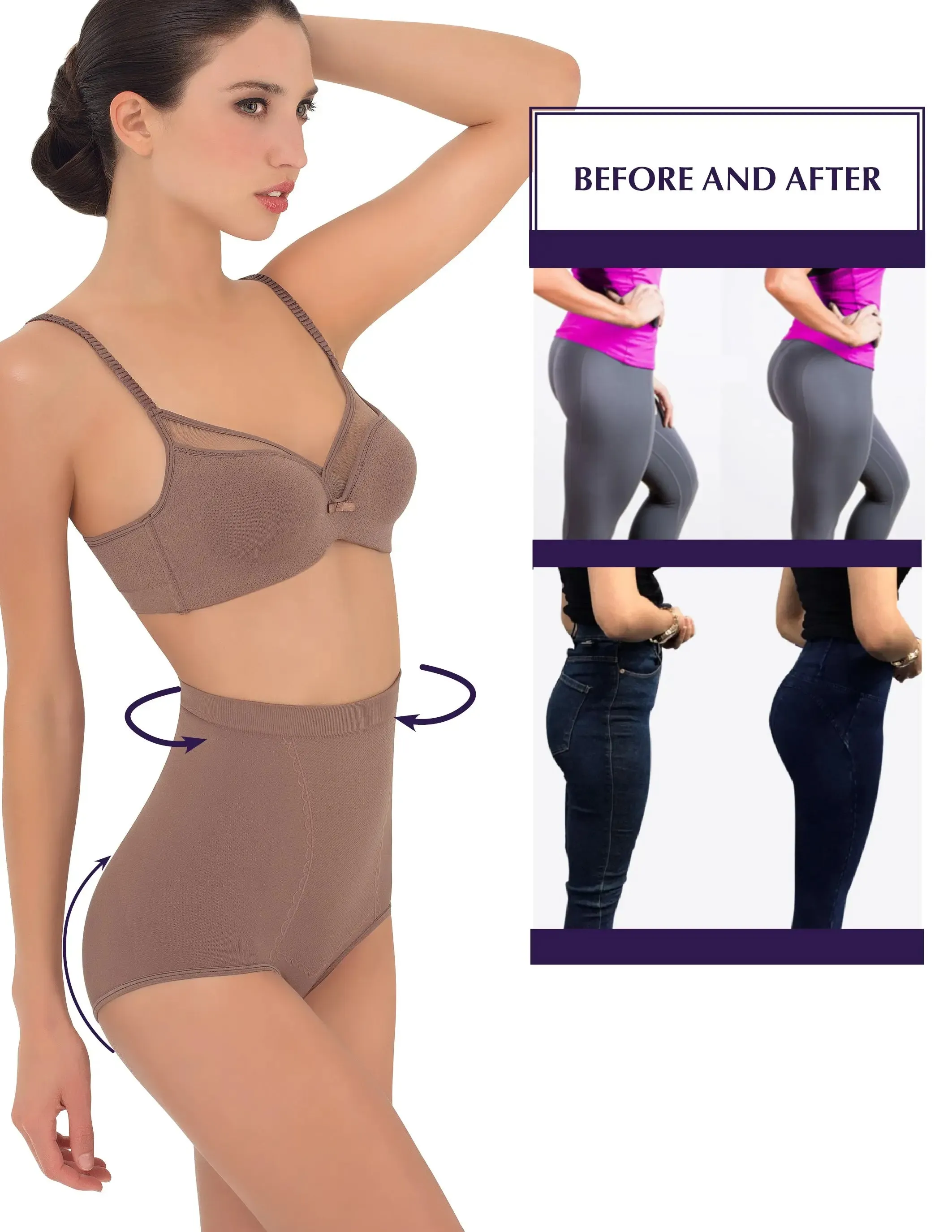 1T6089 Anti-Cellulite Seamless High-Waisted Shaper Briefs