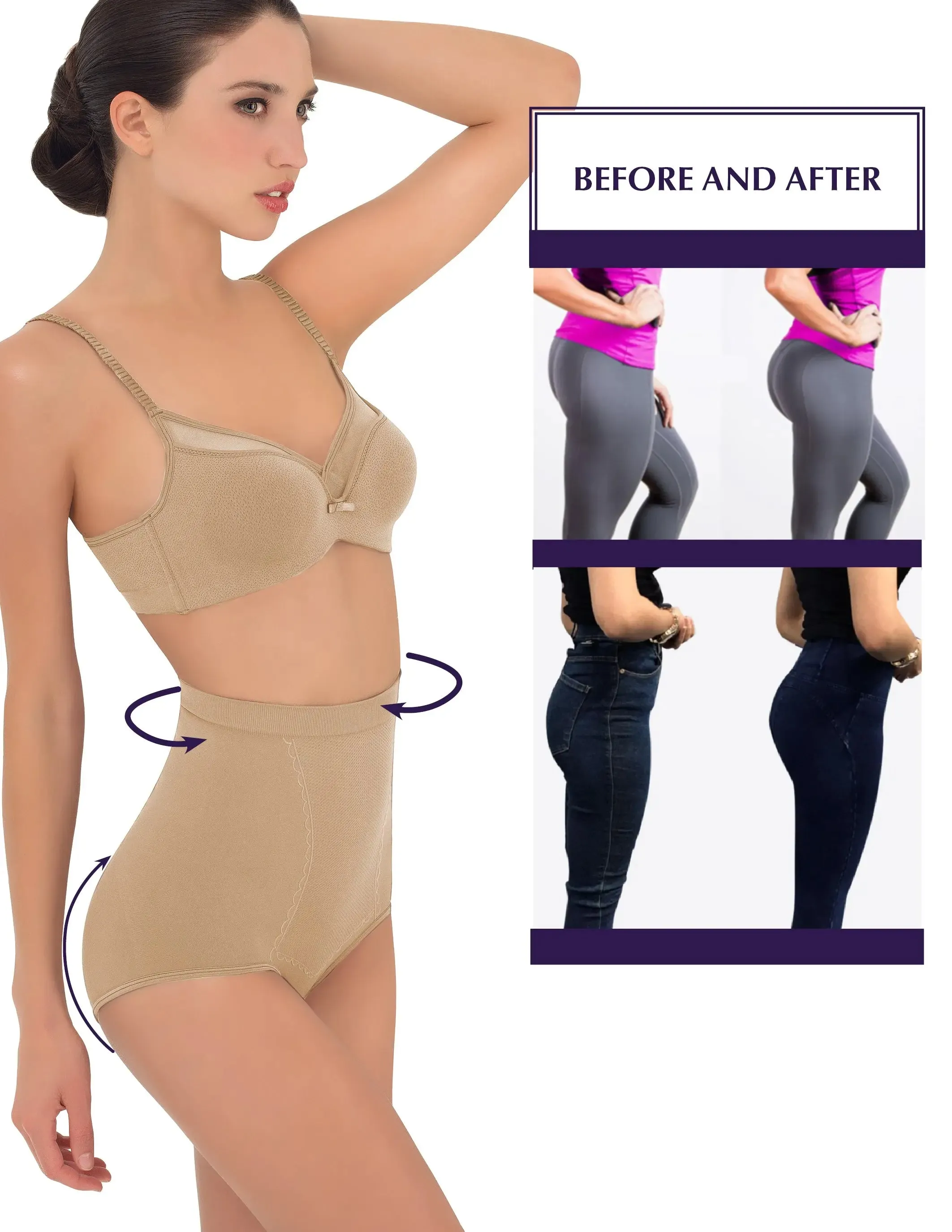 1T6089 Anti-Cellulite Seamless High-Waisted Shaper Briefs