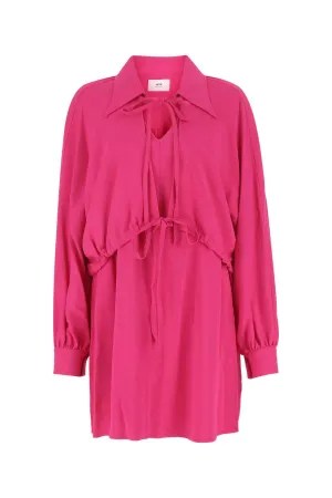 AMI Bow Detailed V-Neck Mini Dress