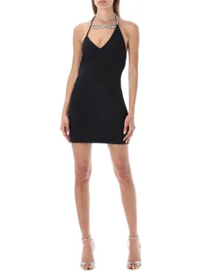 Area Halterneck V-Neck Mini Dress
