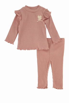 Baby Girls 0-9M Heart Long Sleeve Top and Leggings