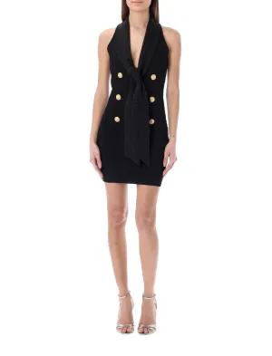 Balmain Monogram V-Neck Mini Dress