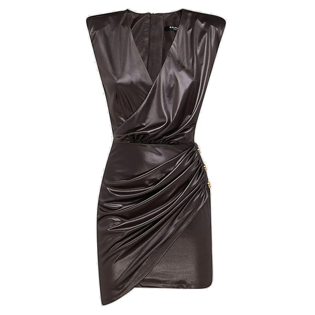Balmain V-Neck Draped Dress