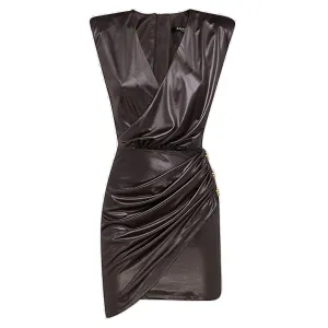 Balmain V-Neck Draped Dress