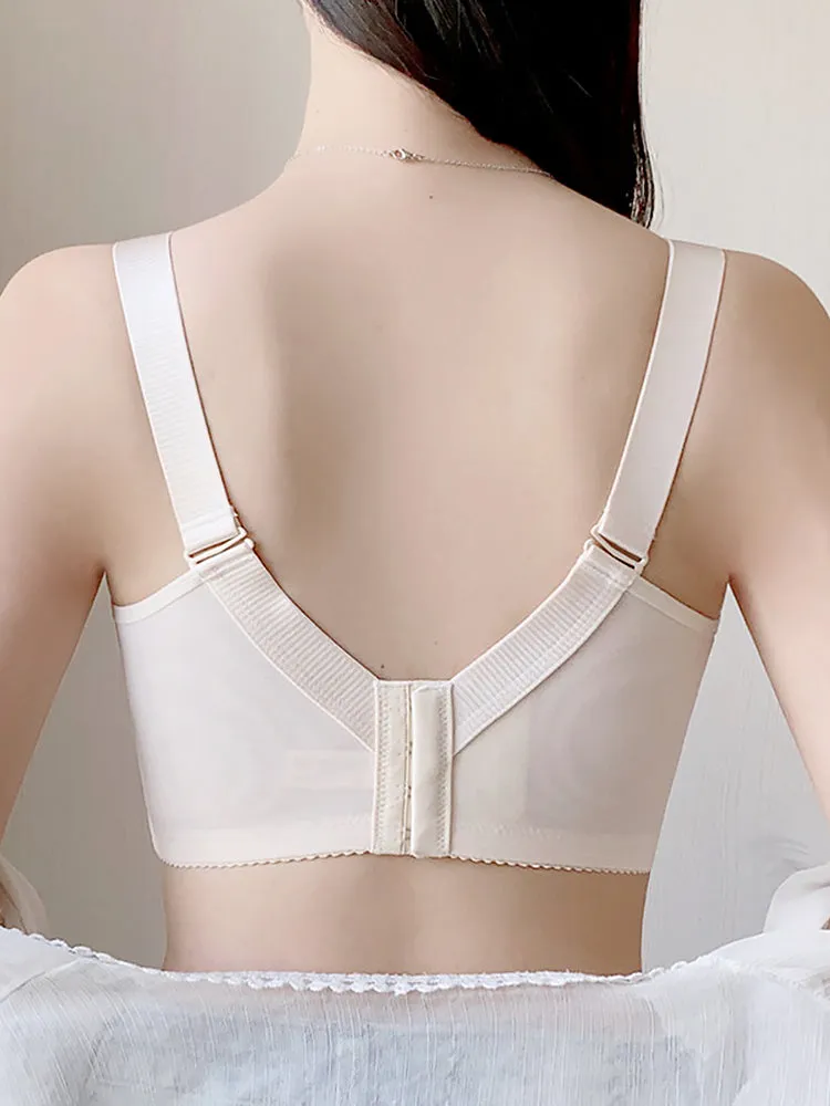 Breathable Wireless Minimizer Bra with Wide Shoulder Straps