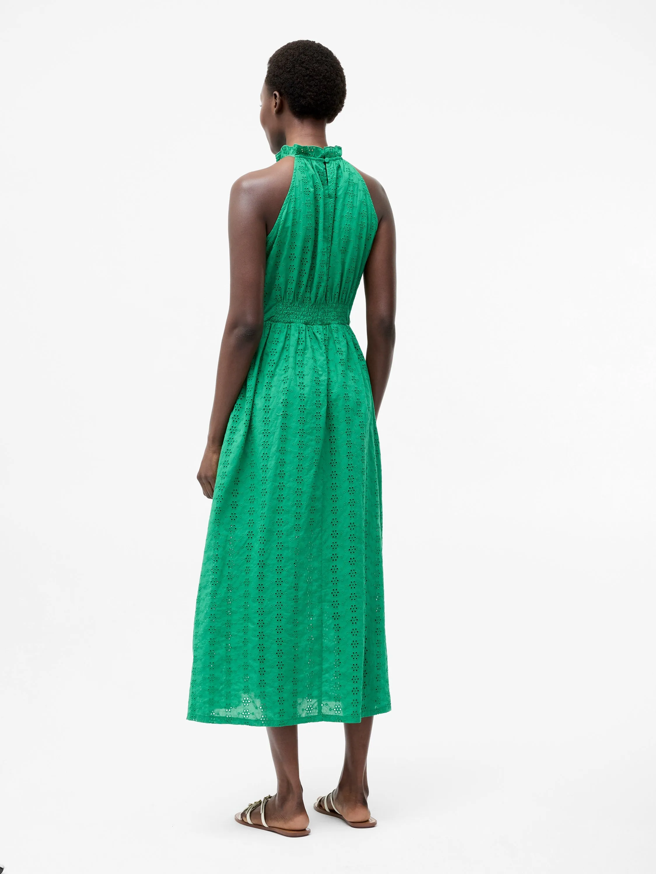 Broderie Halter Midi Dress