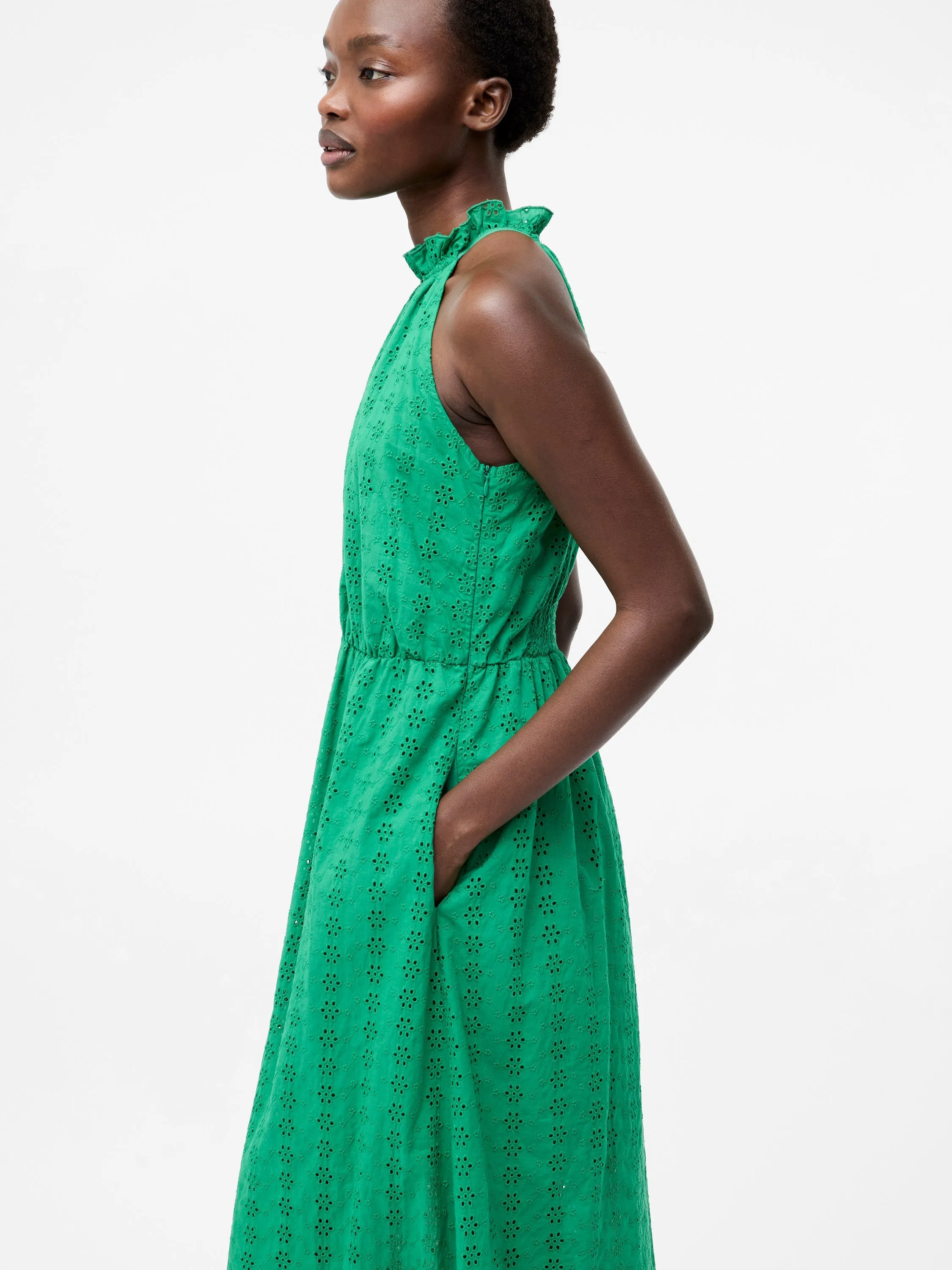 Broderie Halter Midi Dress