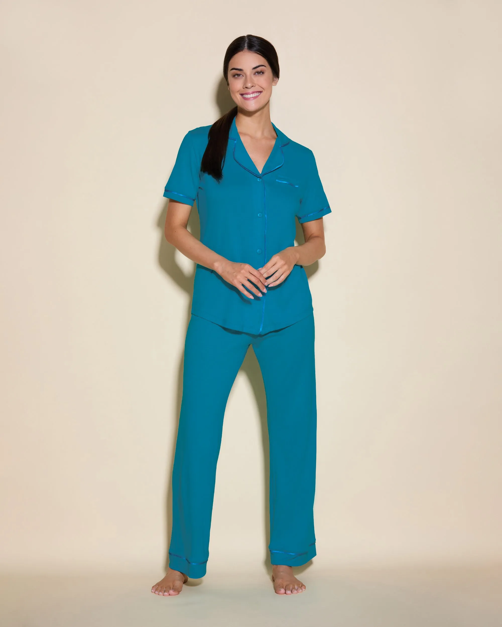 Conjunto De Pijama Con Camisa De Manga Corta Y Pantalones