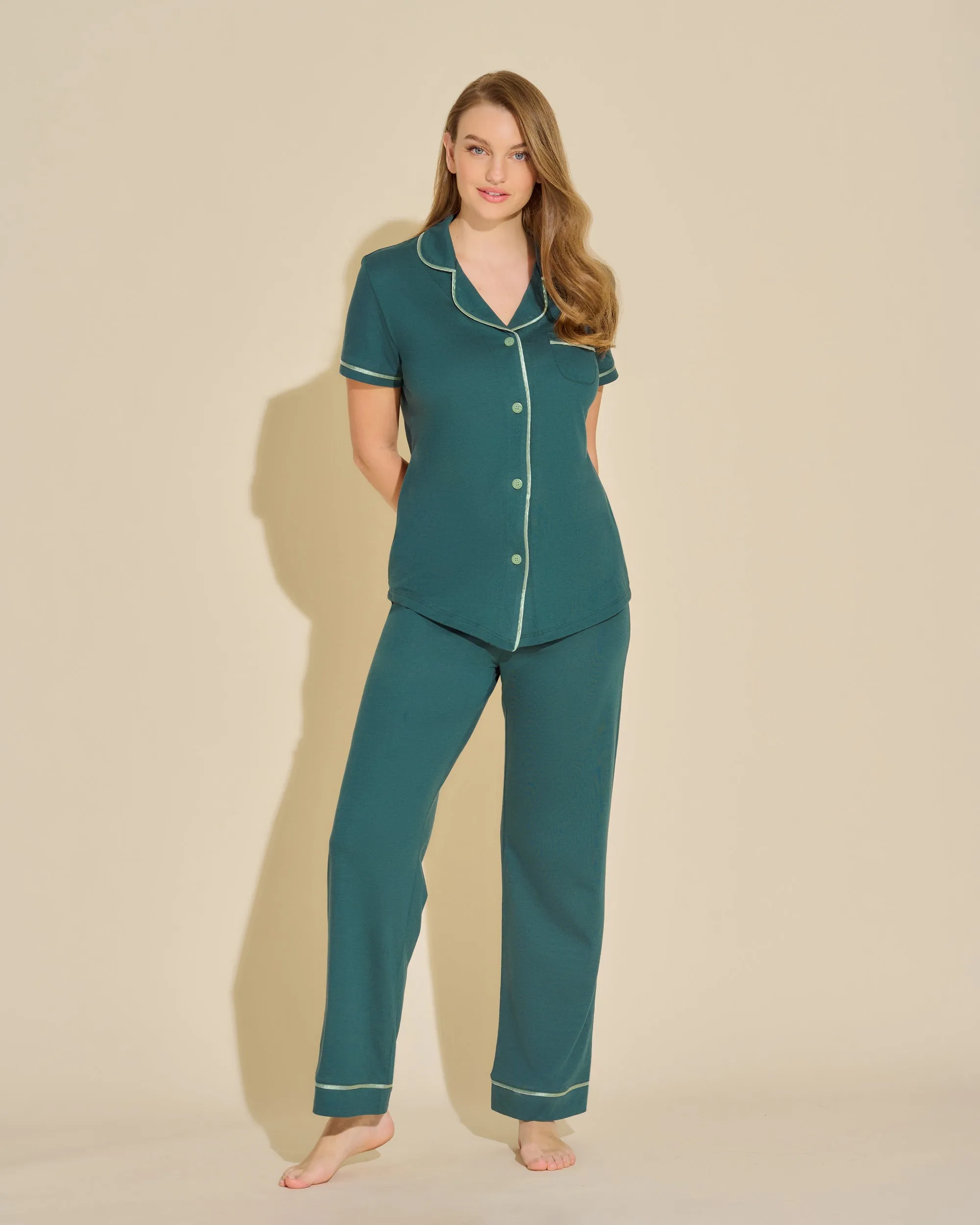 Conjunto De Pijama Con Camisa De Manga Corta Y Pantalones