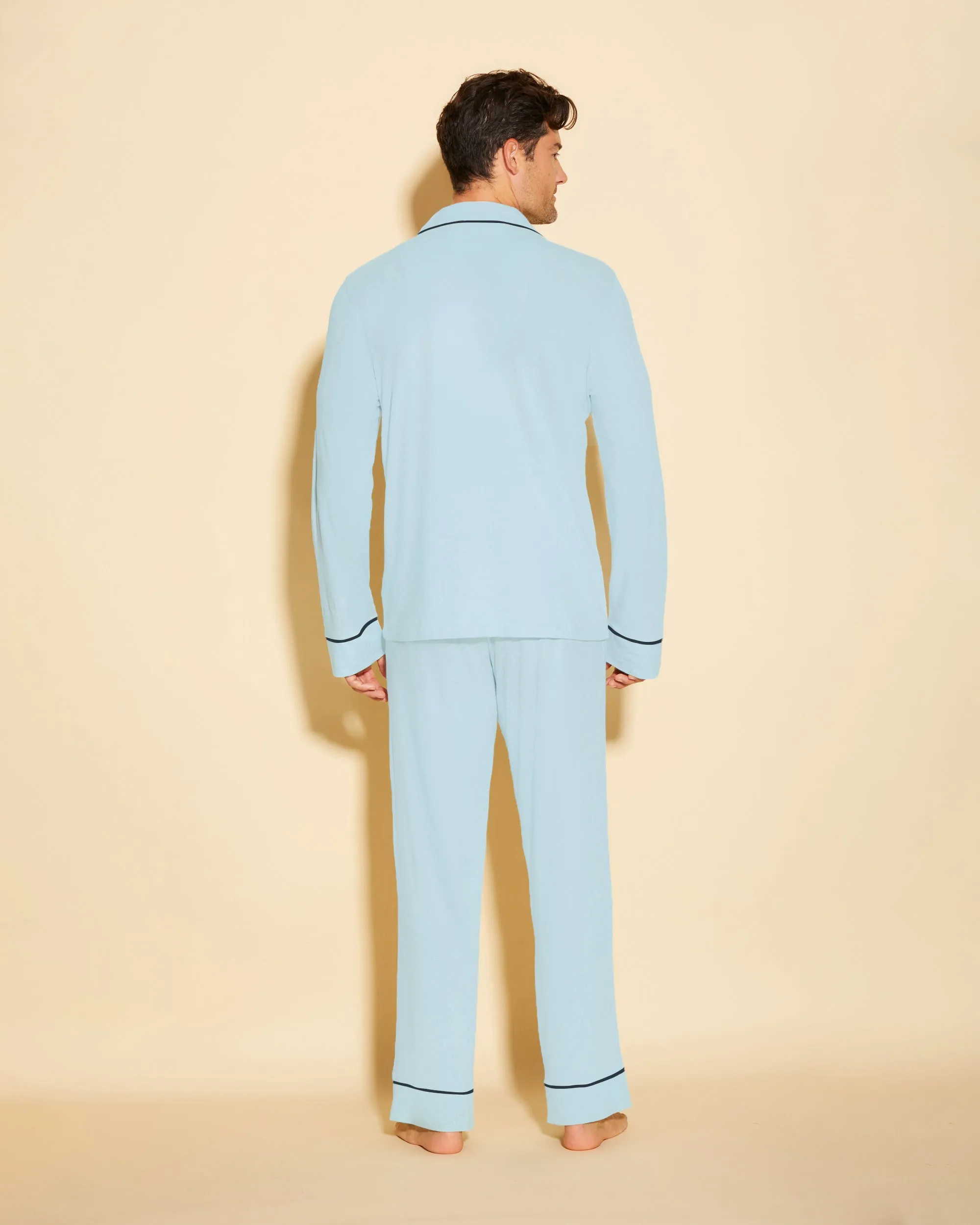 Conjunto De Pijama Para Hombre Clásico Con Camisa De Manga Larga Y Pantalones