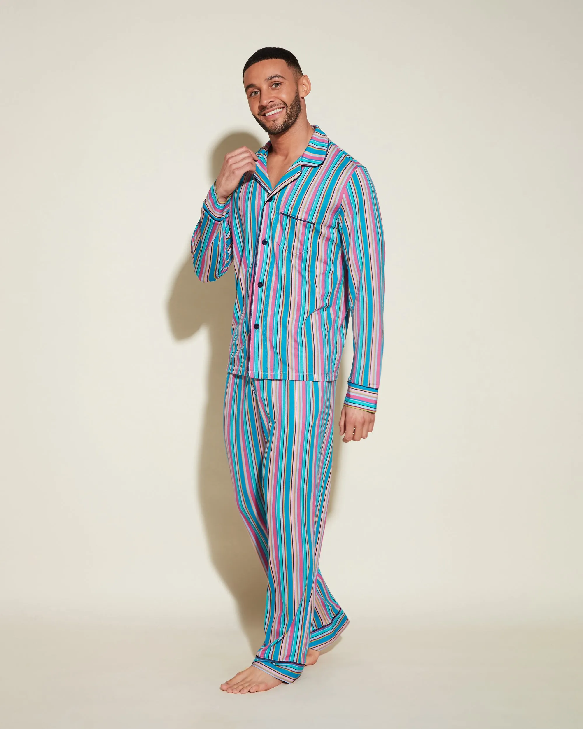 Conjunto De Pijama Para Hombre Clásico Con Camisa De Manga Larga Y Pantalones