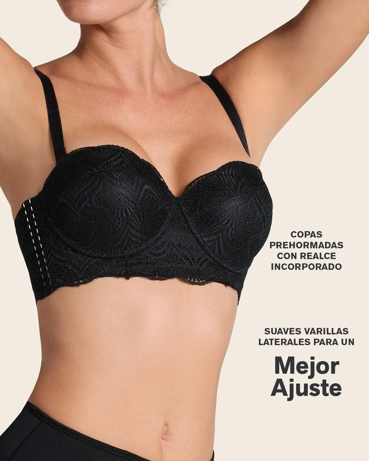 Convertible Balconette Lace Push Up Bra