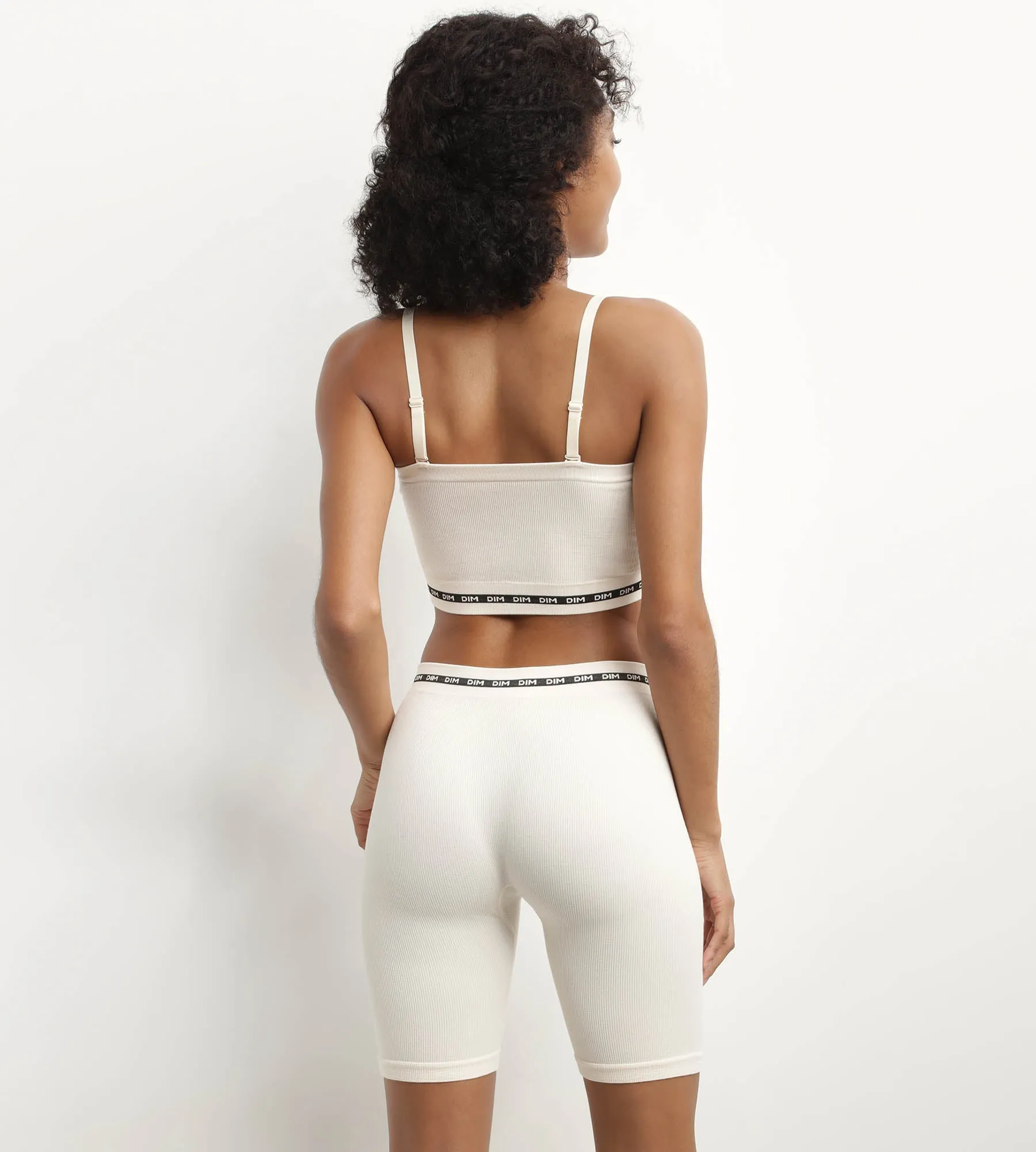 Cycliste femme en modal polyamide côtelée Beige Ivoire Dim Icons Seamless