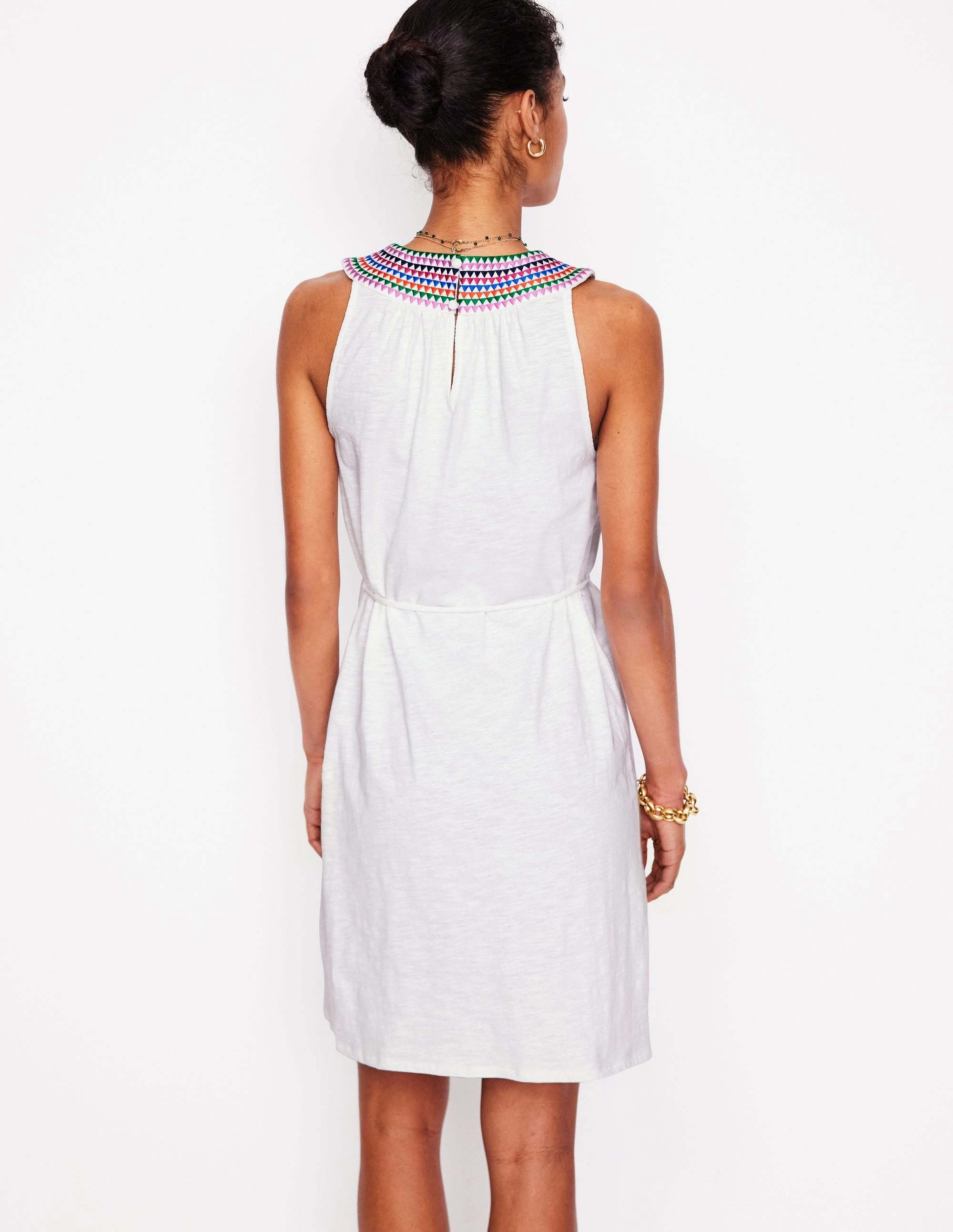 Eleni Embroidered Short Dress-White
