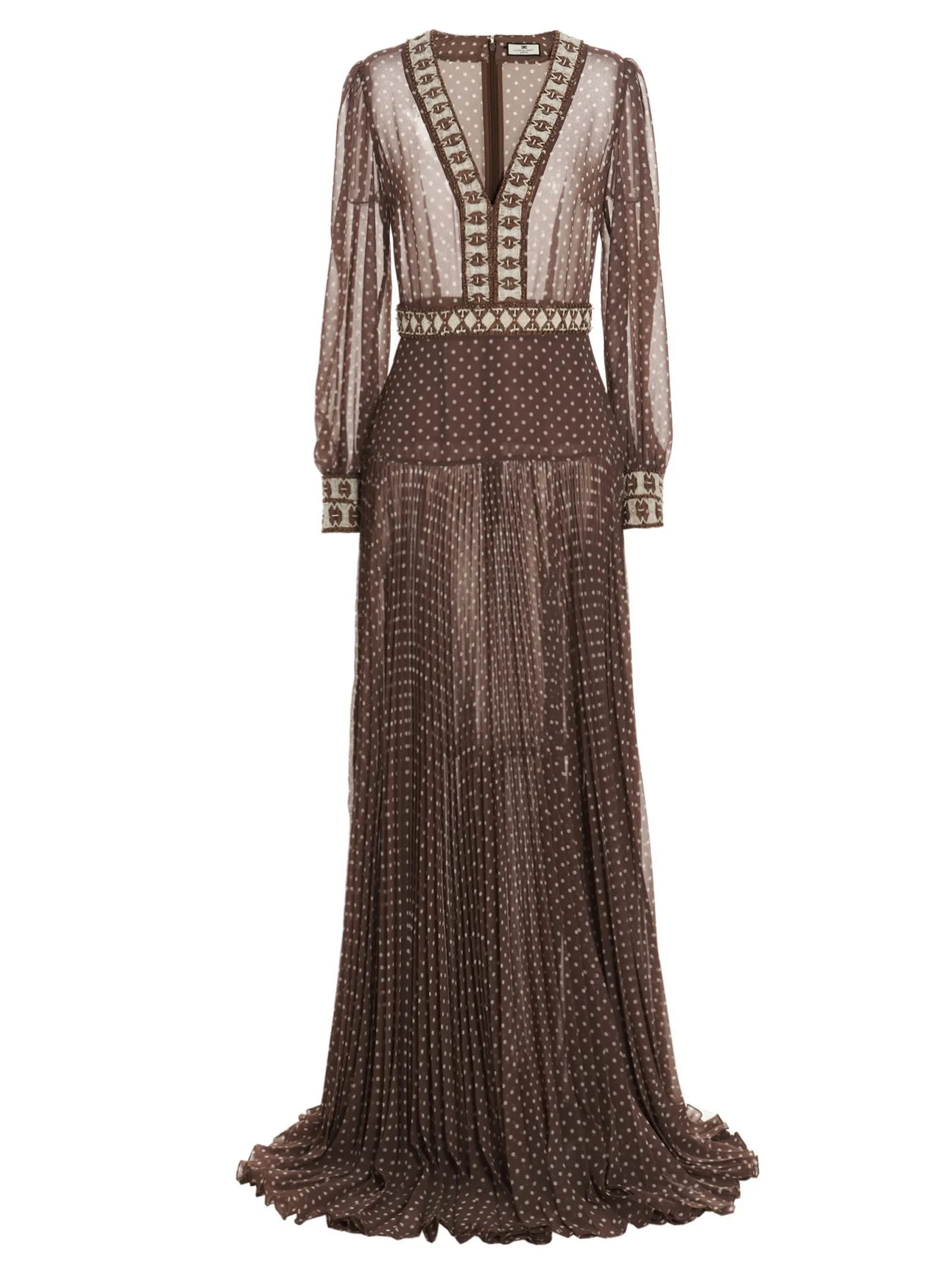 Elisabetta Franchi Bead-Embroidered V-Neck Dress