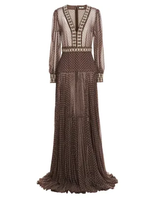 Elisabetta Franchi Bead-Embroidered V-Neck Dress