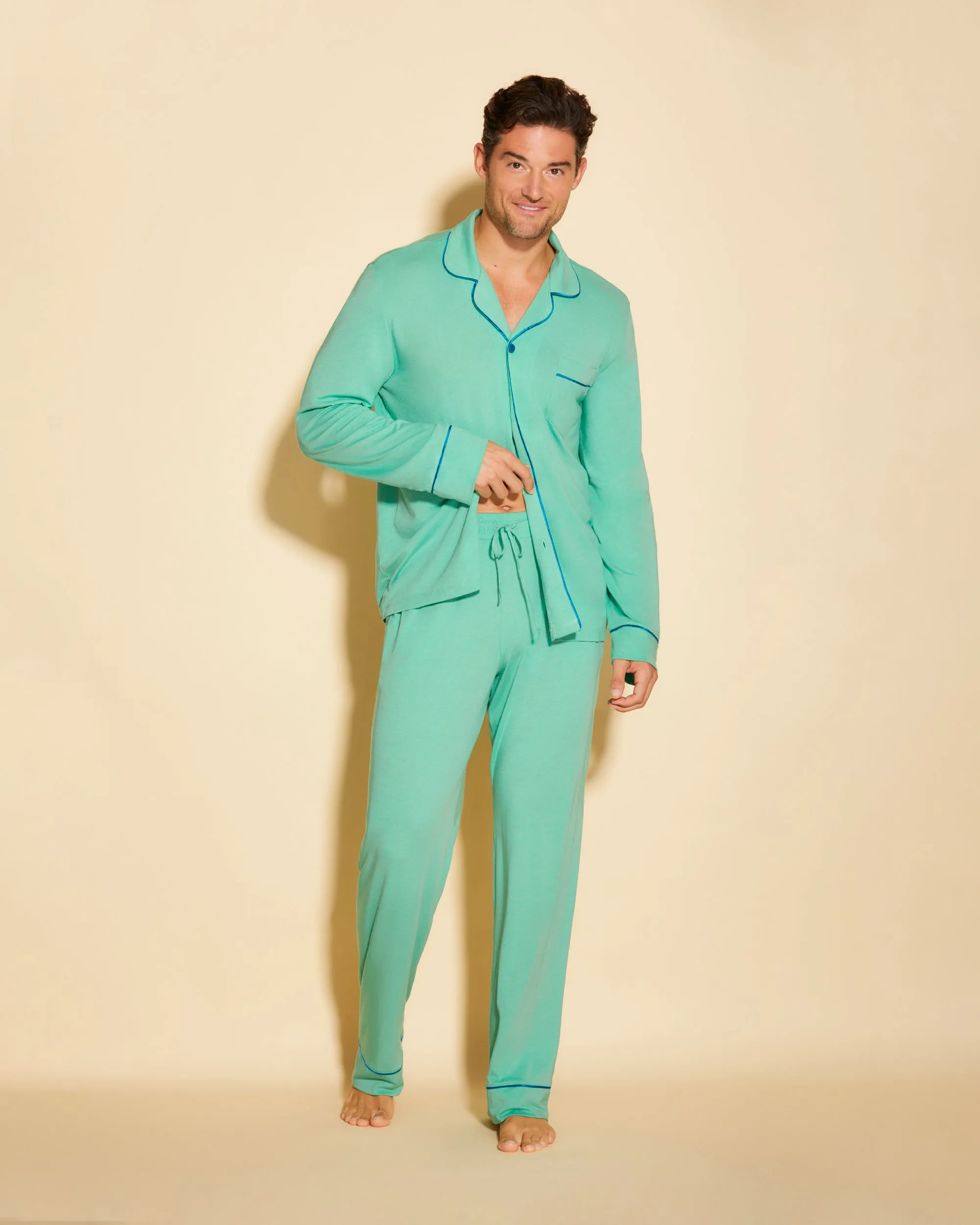 Ensemble De Pyjama Classique À Manches Longues Et Pantalon Pour Hommes