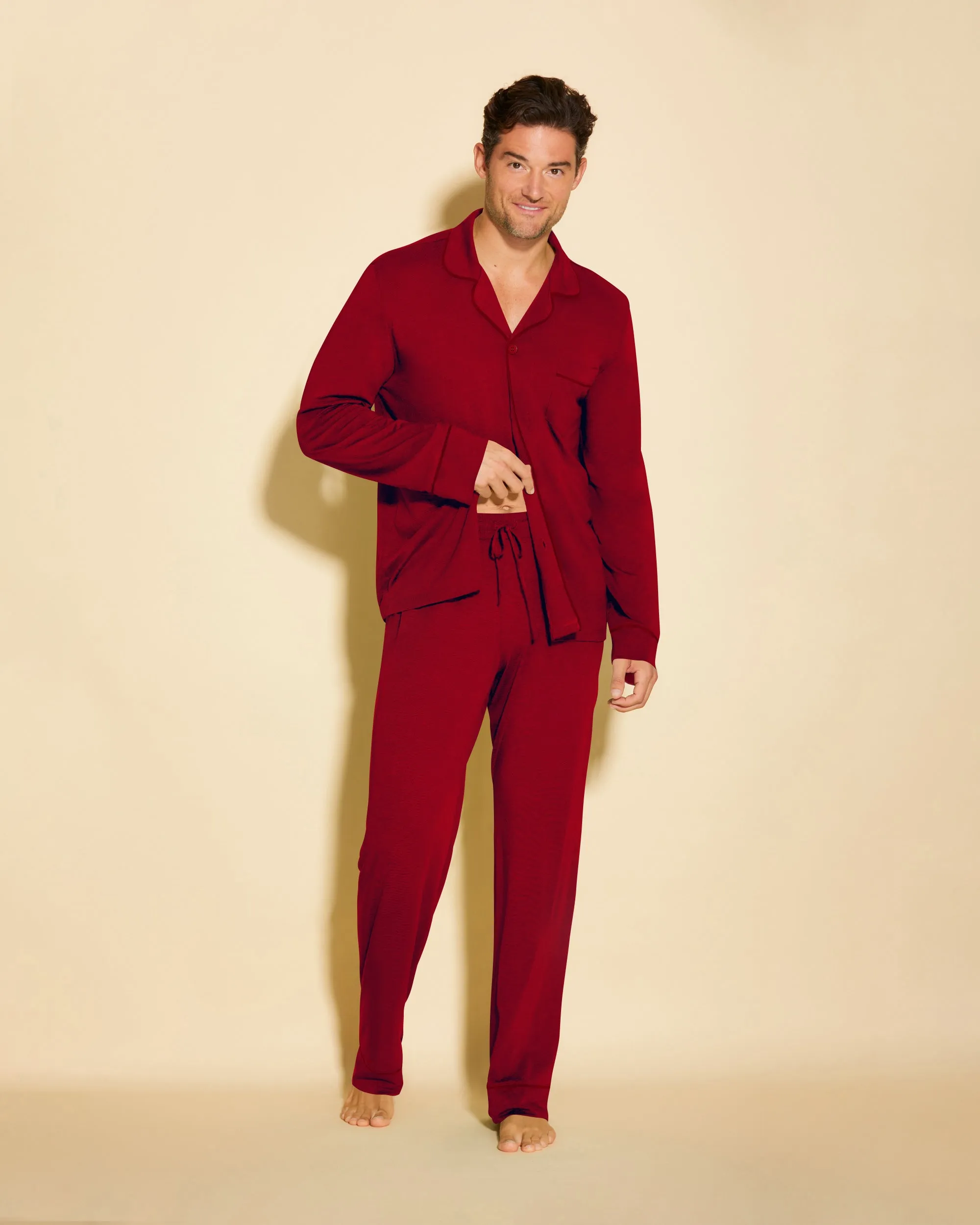 Ensemble De Pyjama Classique À Manches Longues Et Pantalon Pour Hommes