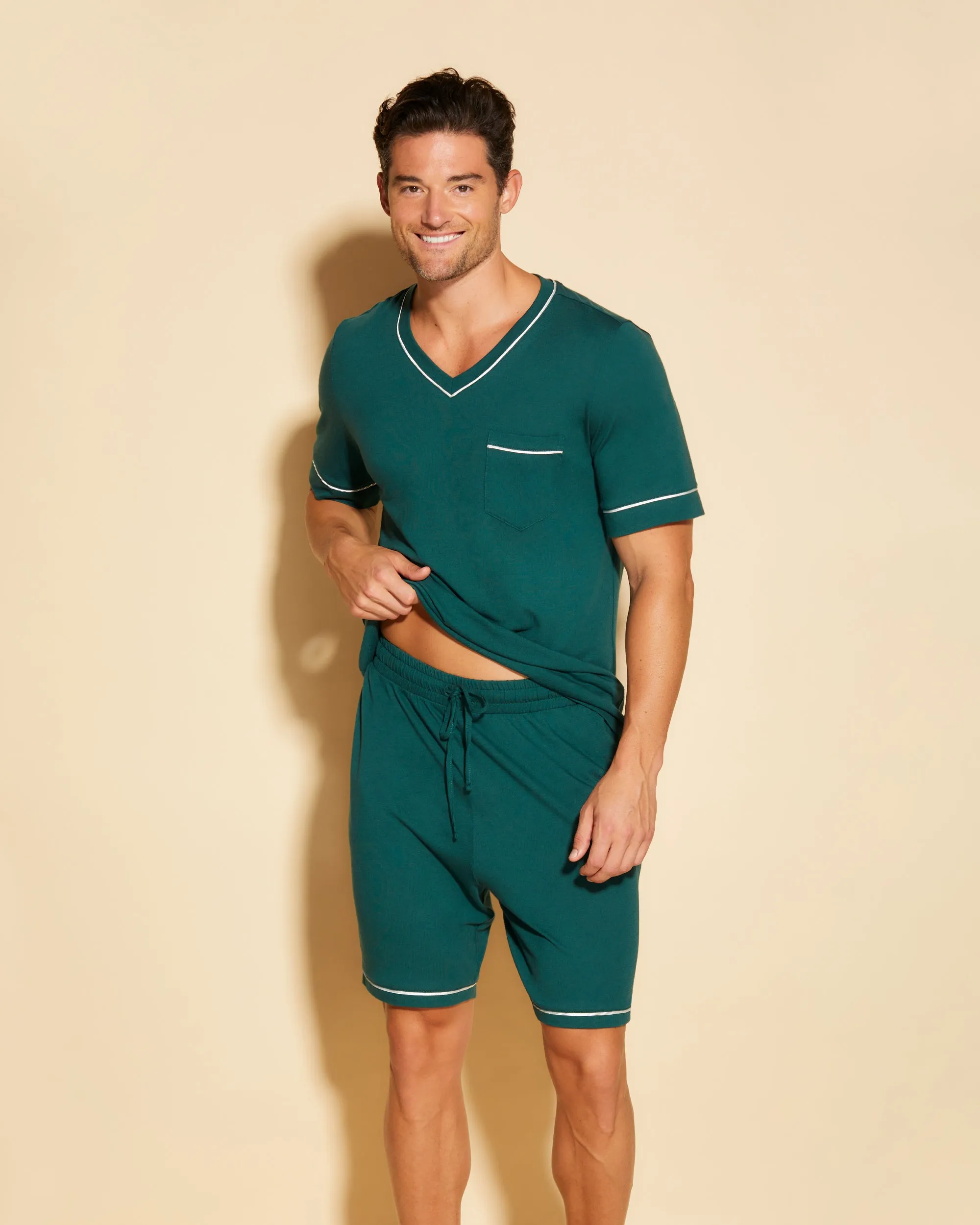 Ensemble Pyjama Haut À Manches Courtes Et Short Pour Hommes