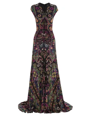 Etro Floral Printed V-Neck Maxi Dress