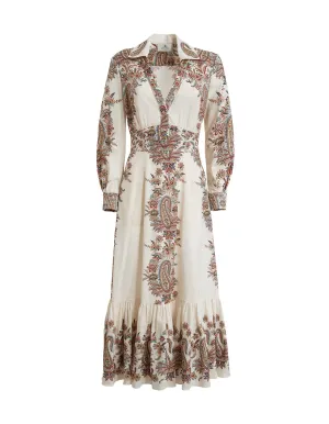 Etro Paisley Print V-Neck Midi Dress