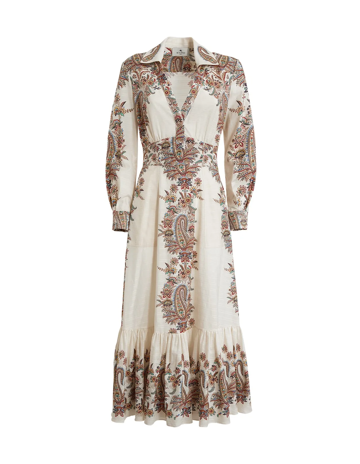 Etro Paisley Print V-Neck Midi Dress