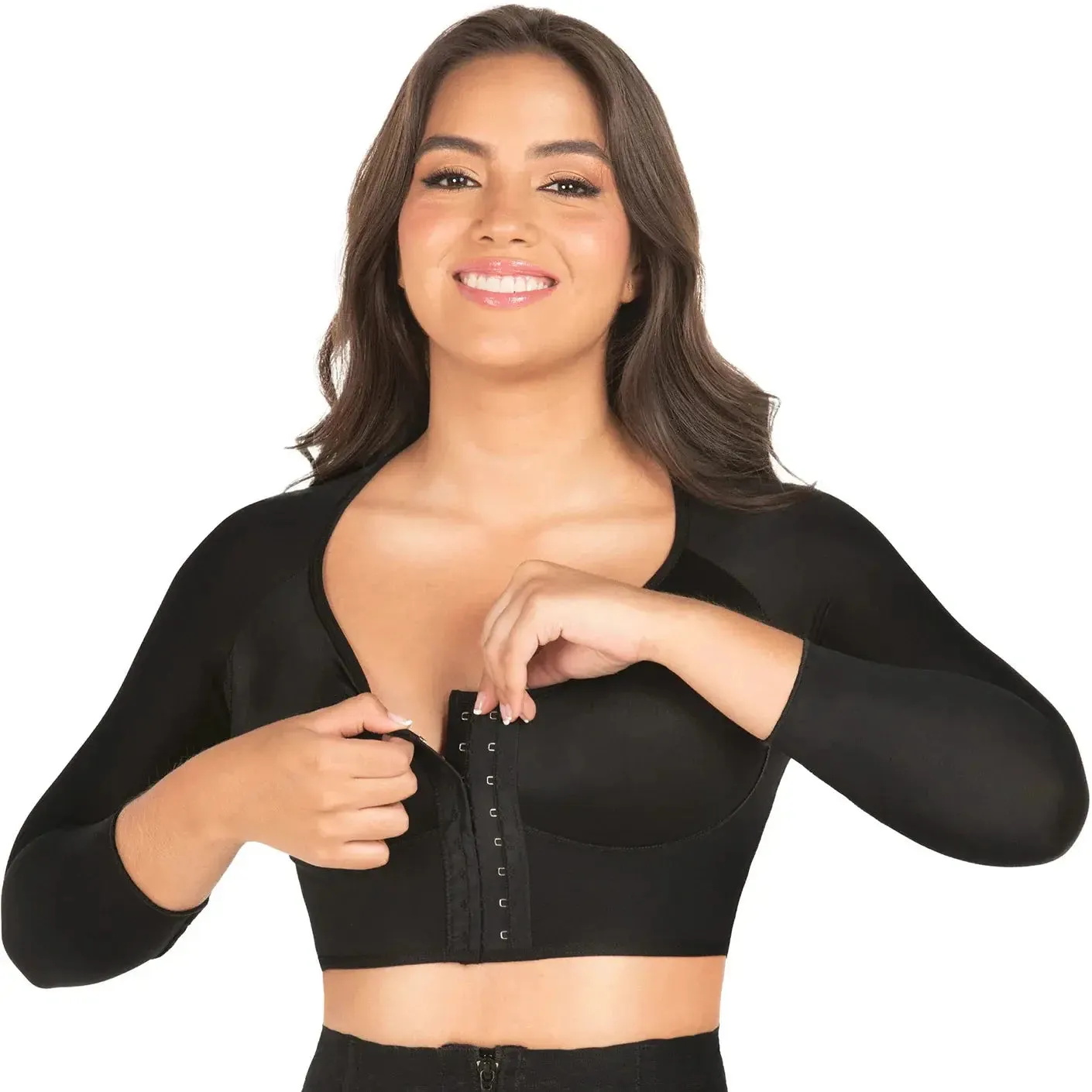 Fajas Colombianas MYD B00204 | Post-Surgery Compression Support Bra with Sleeves – Front Closure