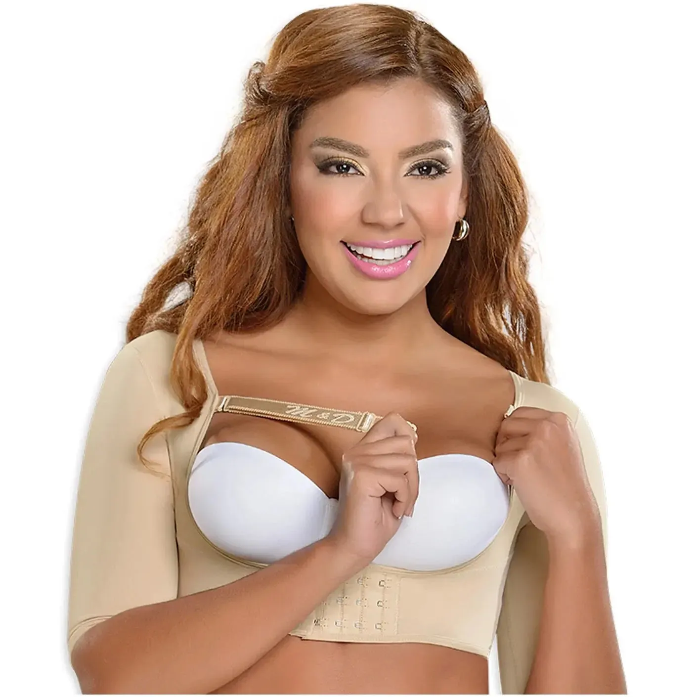 Fajas Colombianas MYD CH0004 | Post-Surgical Compression Vest with Implant Stabilizer and Sleeves – High Compression Powernet Bra