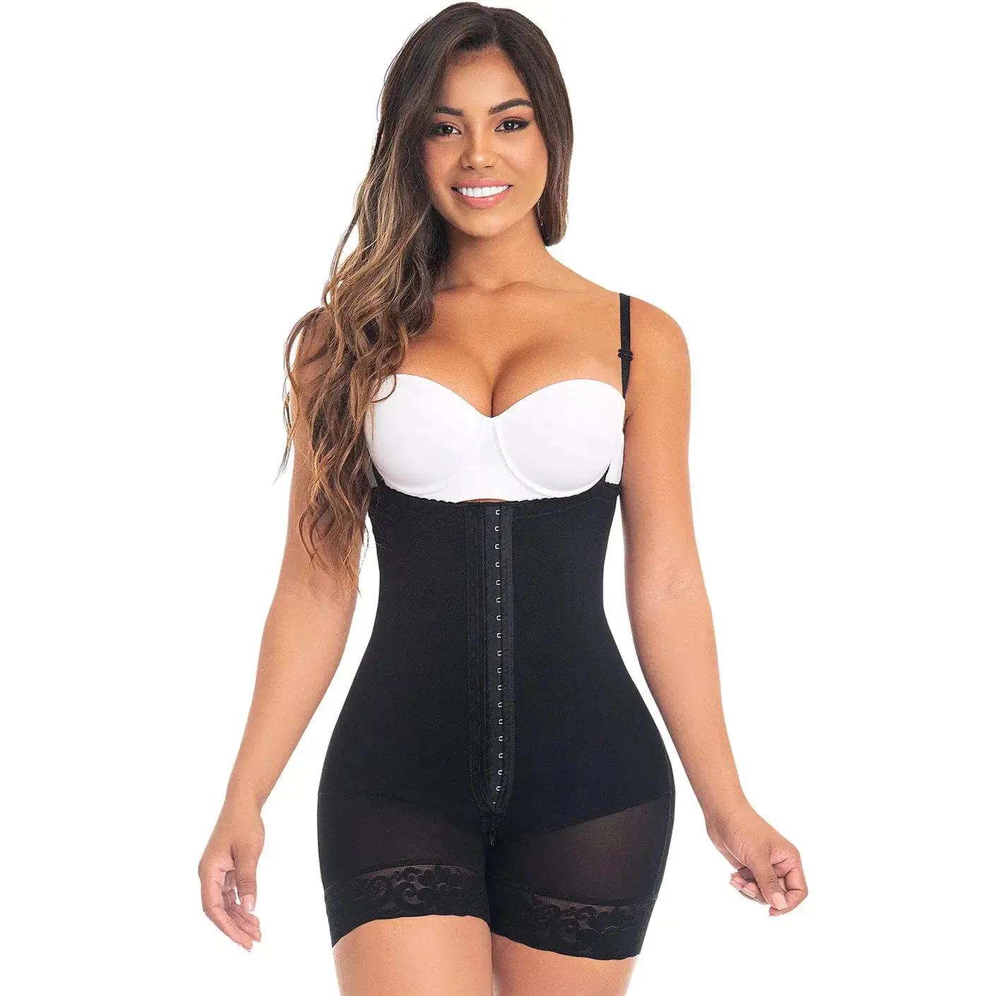 Fajas MYD 0066 | Strapless Mid-Thigh Body Shaper for Women – High Compression Powernet Shapewear