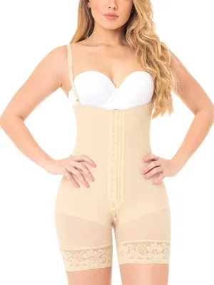 Fajas MYD 0066 | Strapless Mid-Thigh Body Shaper for Women – High Compression Powernet Shapewear