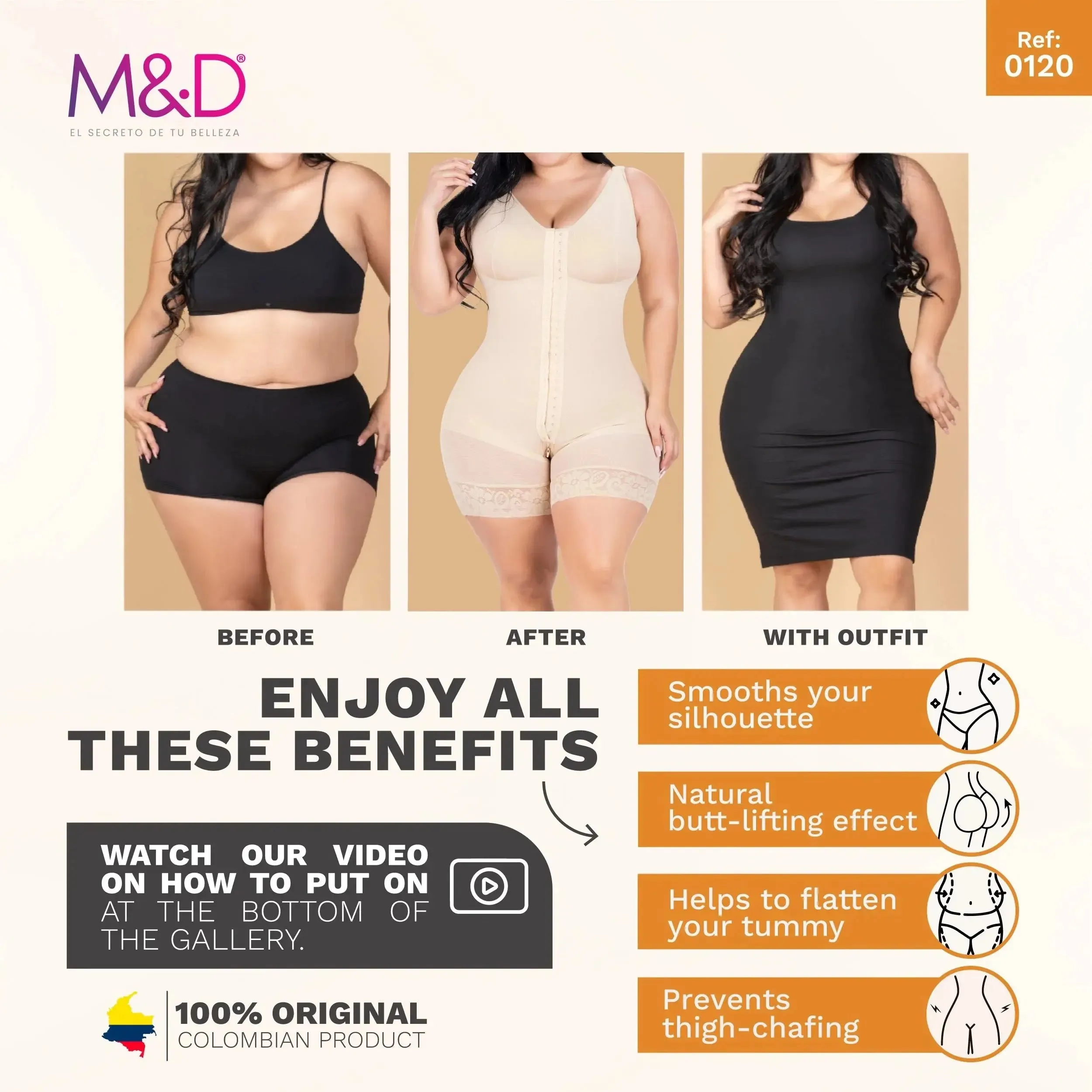 Fajas MYD 0120 | Full Bodysuit Shapewear with Built-In Bra – High Compression Powernet for Women