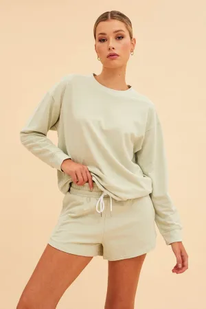 Green Hudson Cotton Fleece Crew Neck Oversized Sweat