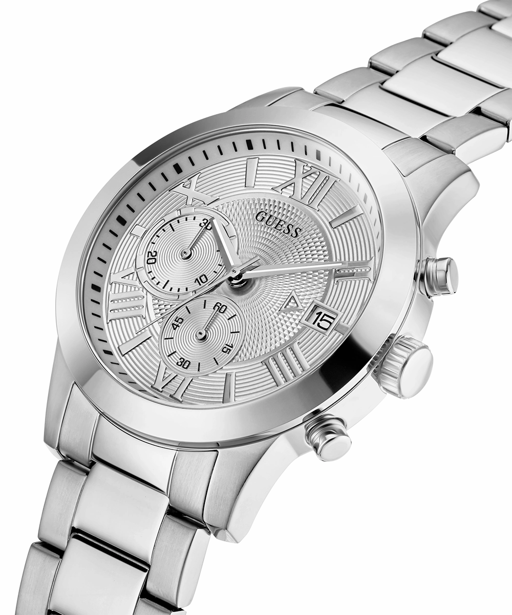 GUESS Mens Silver Tone Chronograph Watch