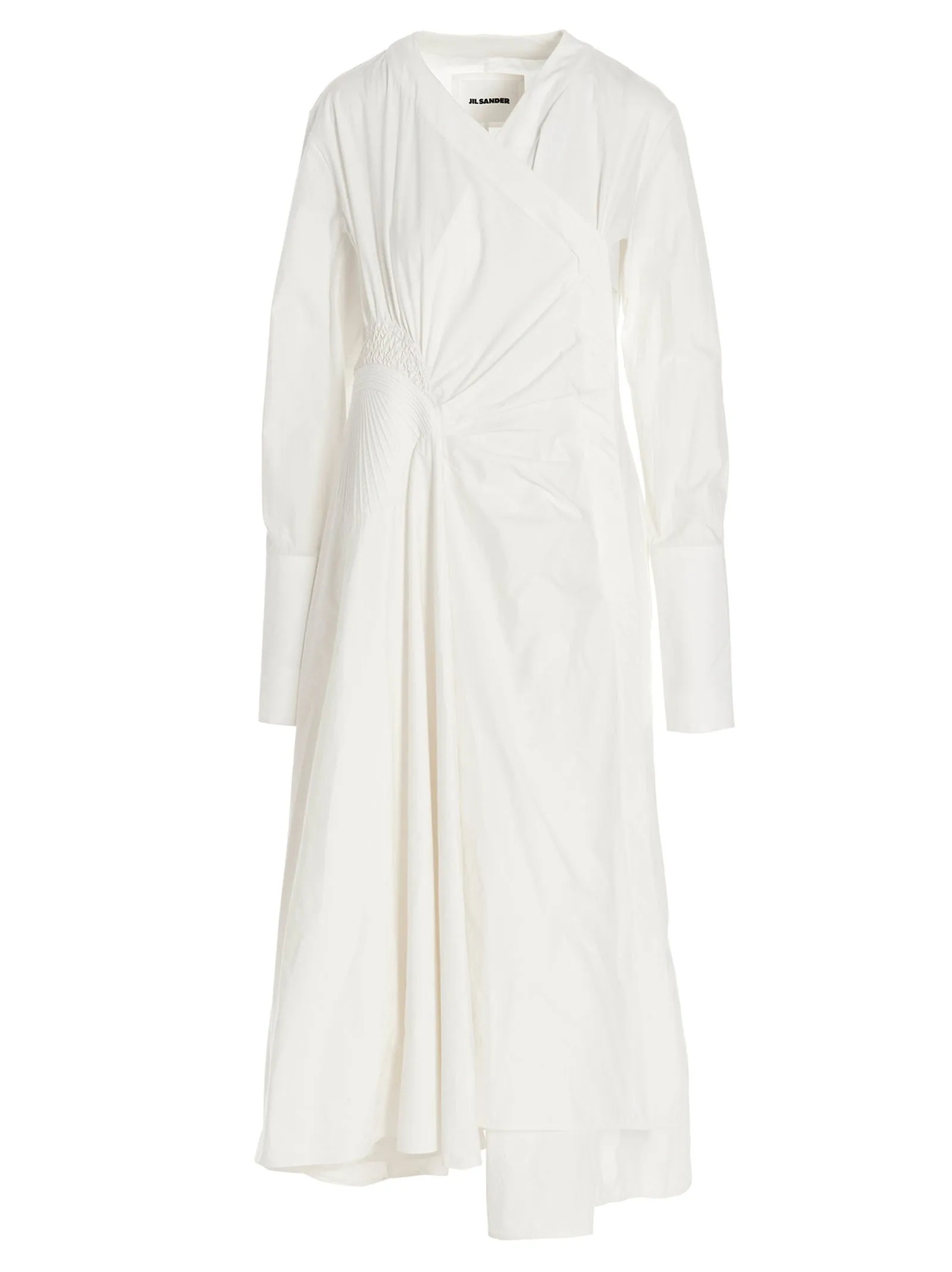 Jil Sander V-Neck Asymmetrical Midi Dress