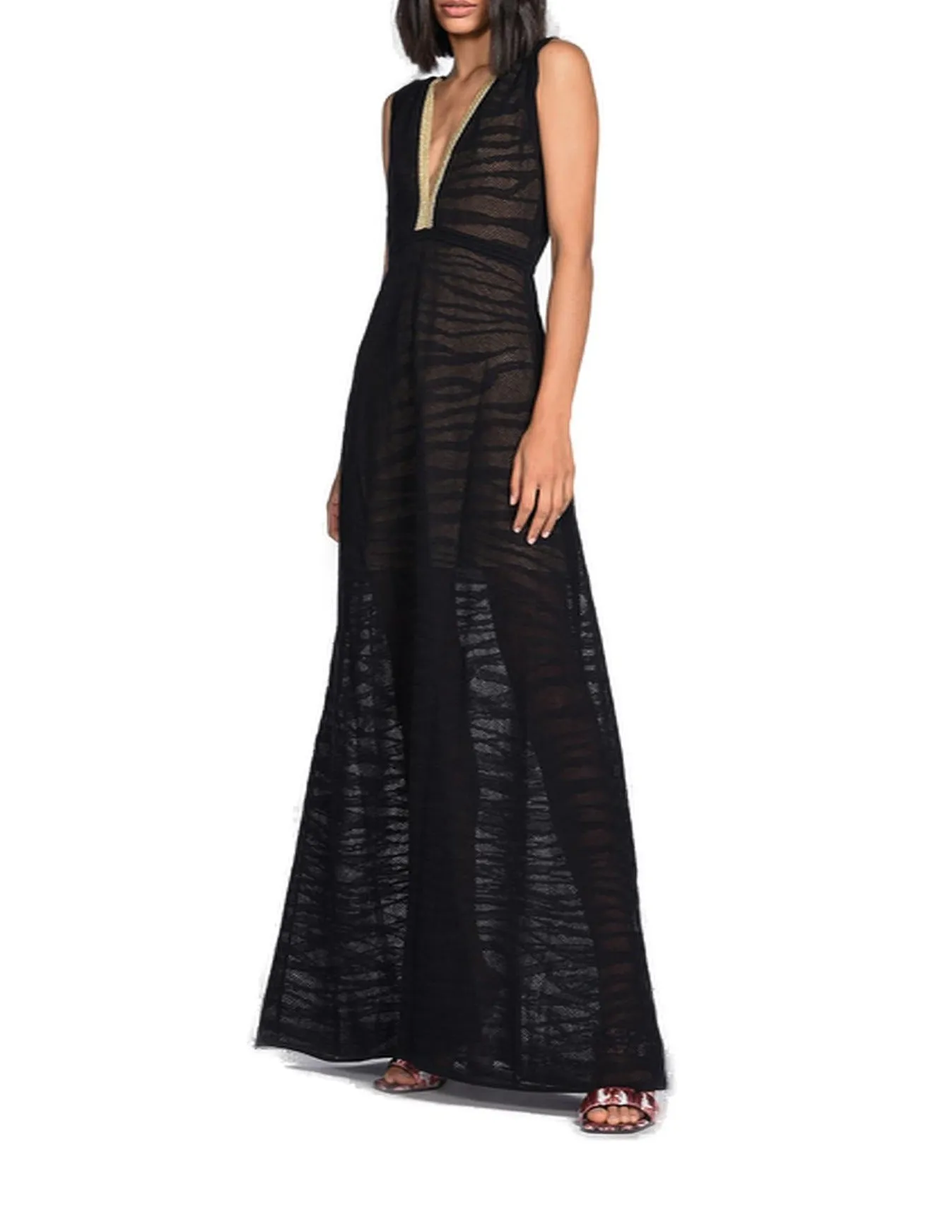 Just Cavalli Sleeveless V-Neck Midi Dress