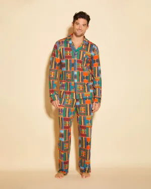Klassisches Langärmeliges Top & Hose Pyjama-Set Für Männer