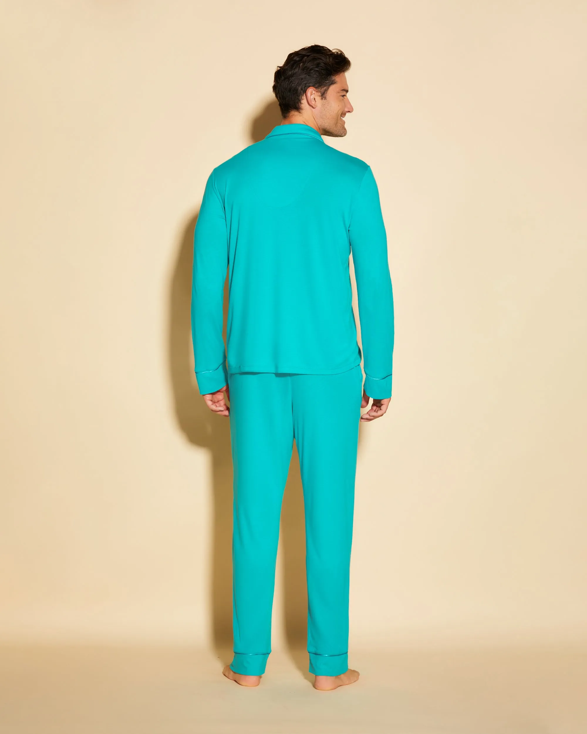 Klassisches Langärmeliges Top & Hose Pyjama-Set Für Männer