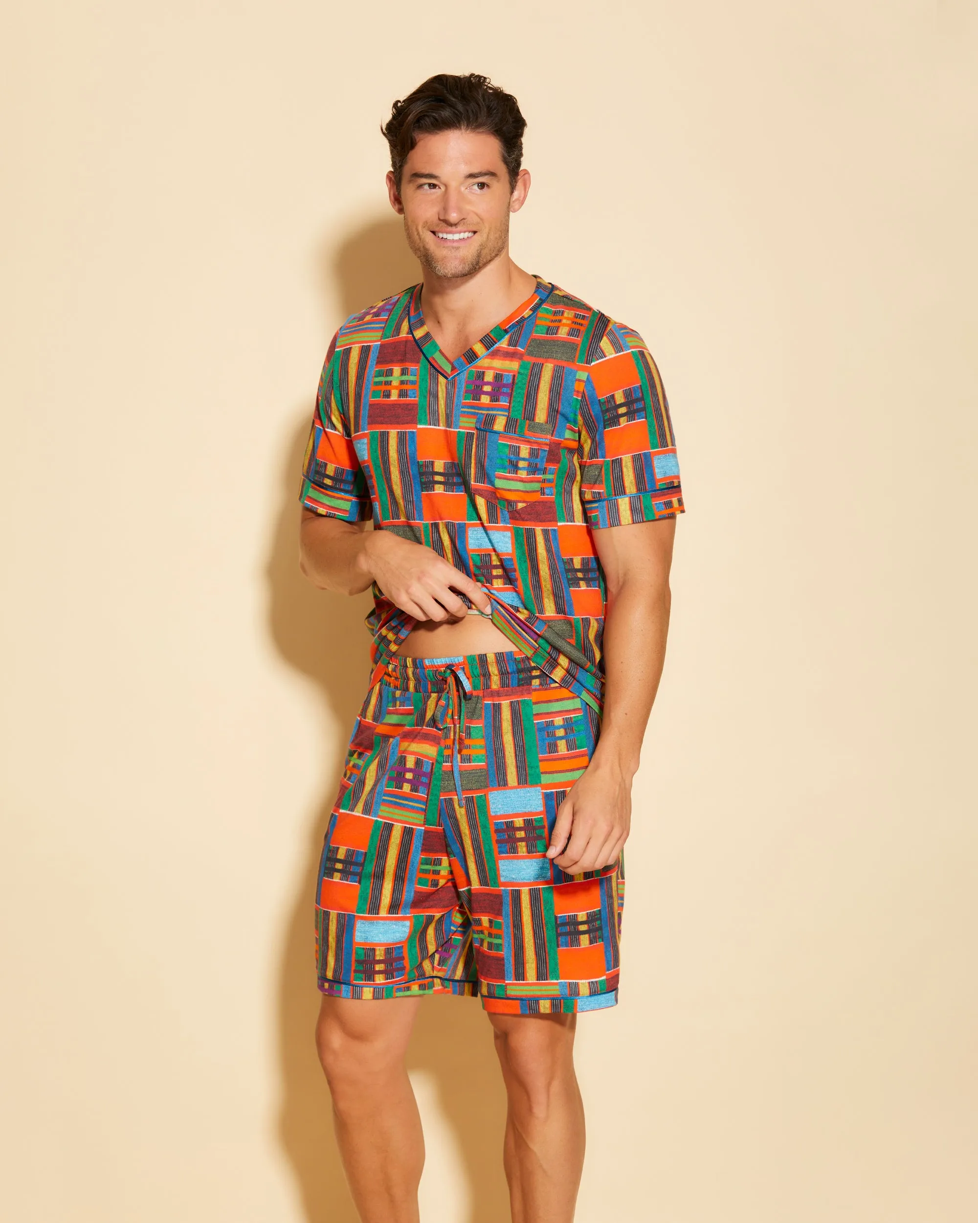 Kurzärmeliges Top & Shorts Pyjama-Set Für Männer