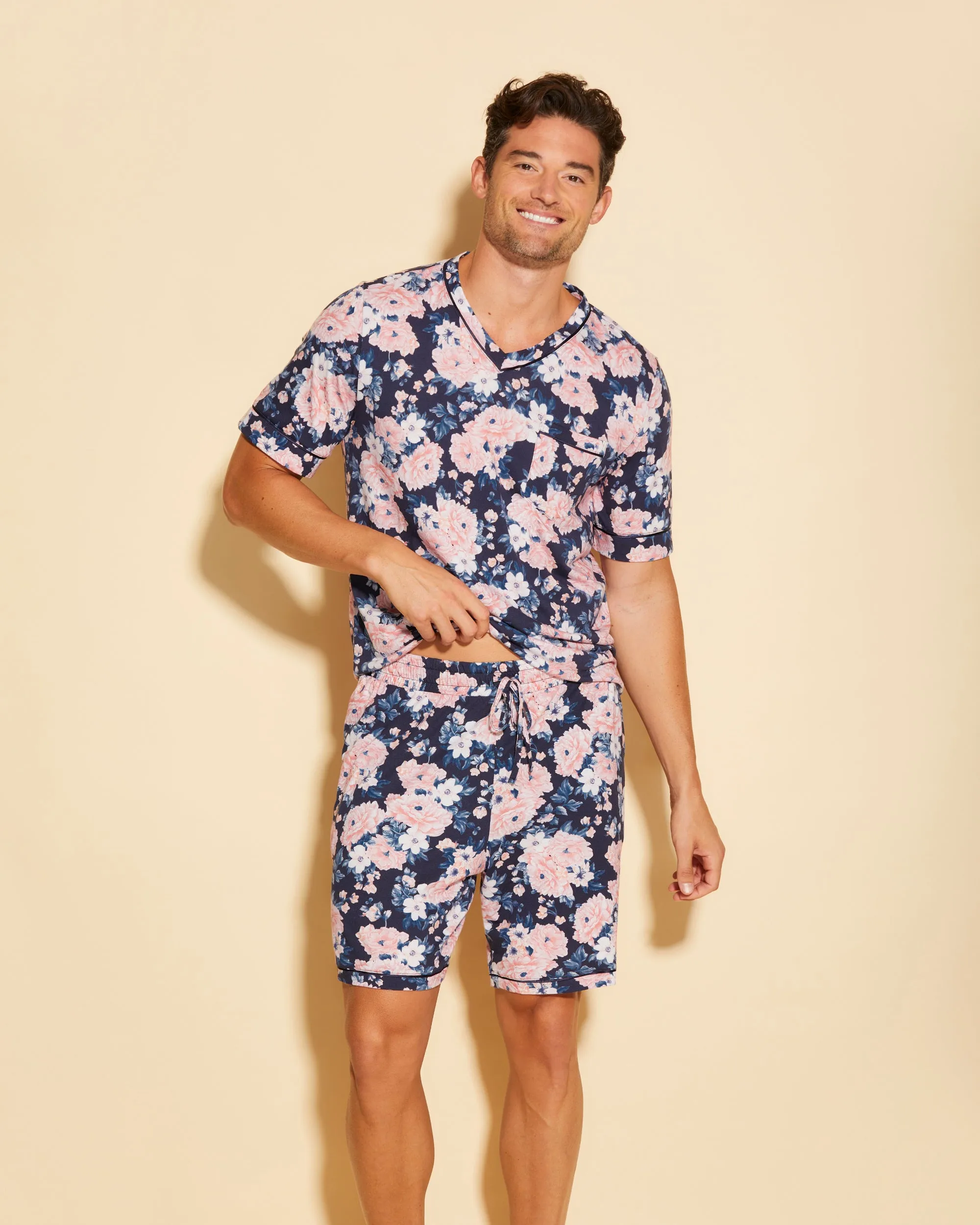 Kurzärmeliges Top & Shorts Pyjama-Set Für Männer