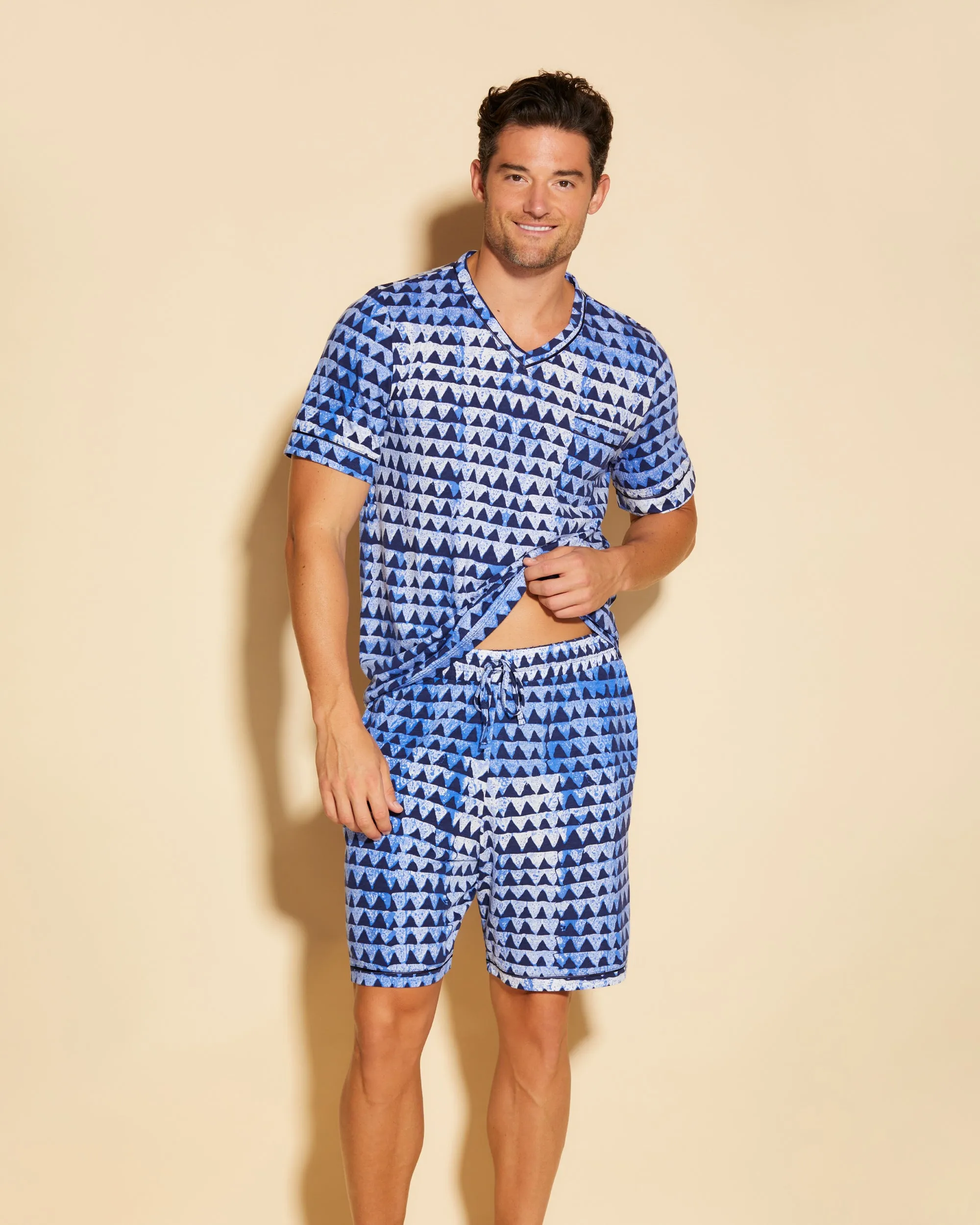 Kurzärmeliges Top & Shorts Pyjama-Set Für Männer