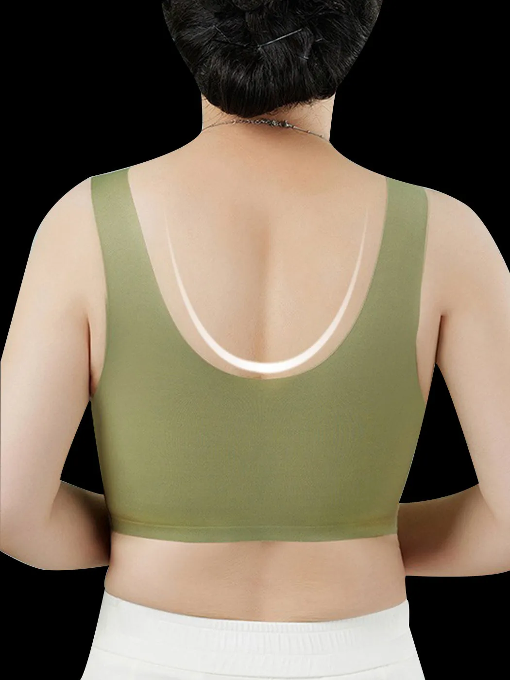 Lace Solid Color Breathable Front Closure Wireless Bra