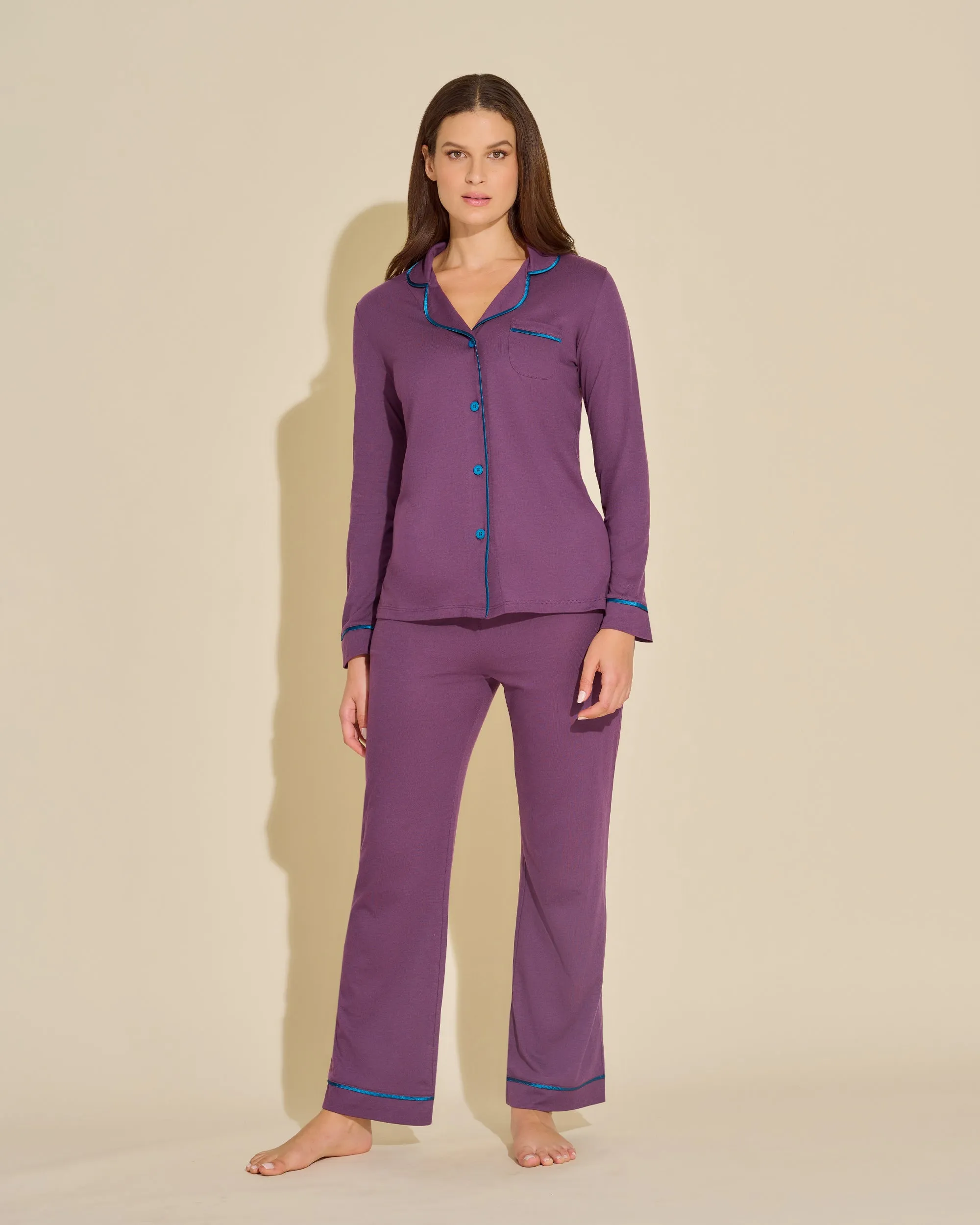 Langärmeliges Top & Boxer Pyjama-Set