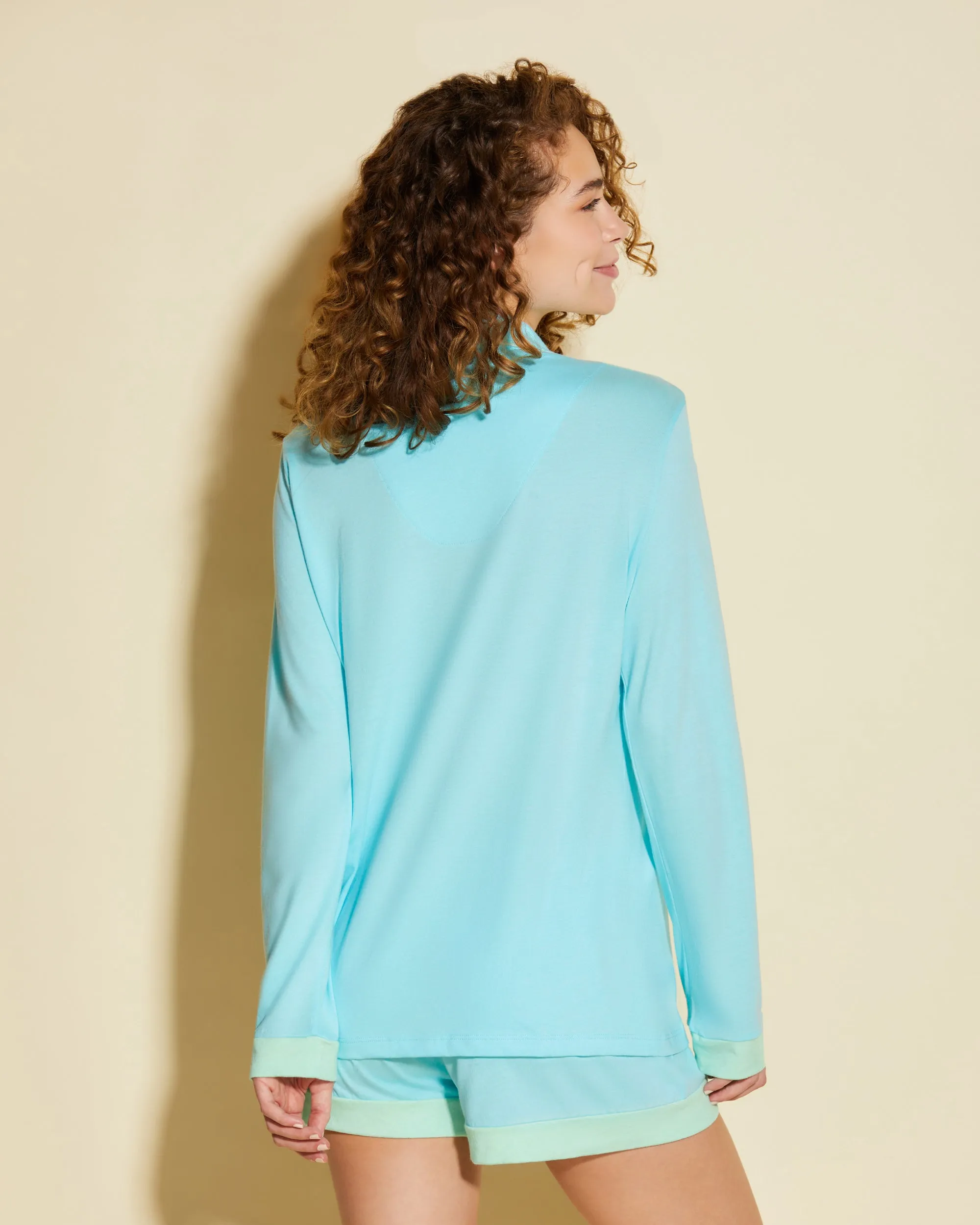 Langärmeliges Top & Boxer Pyjama-Set