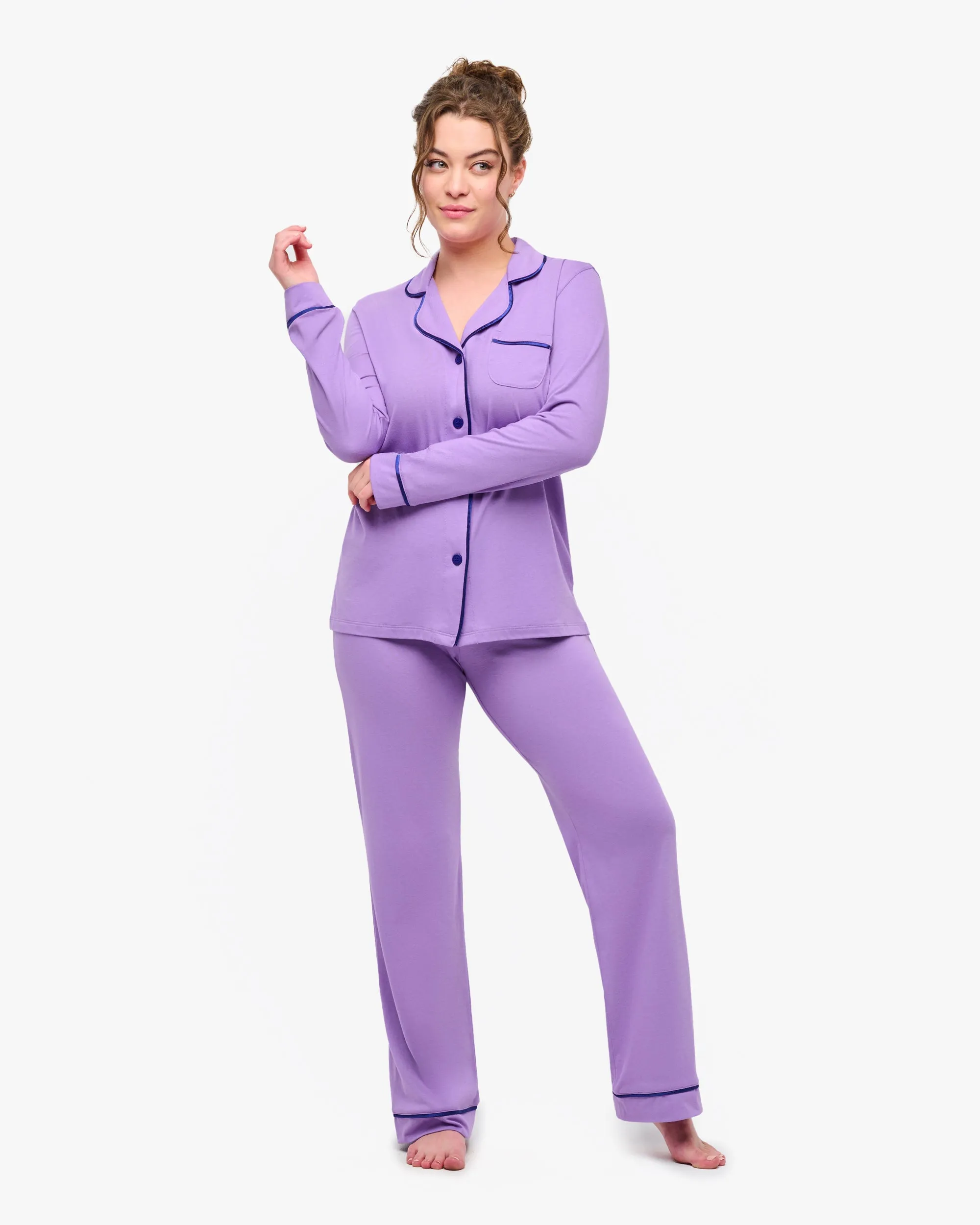 Langärmeliges Top & Boxer Pyjama-Set
