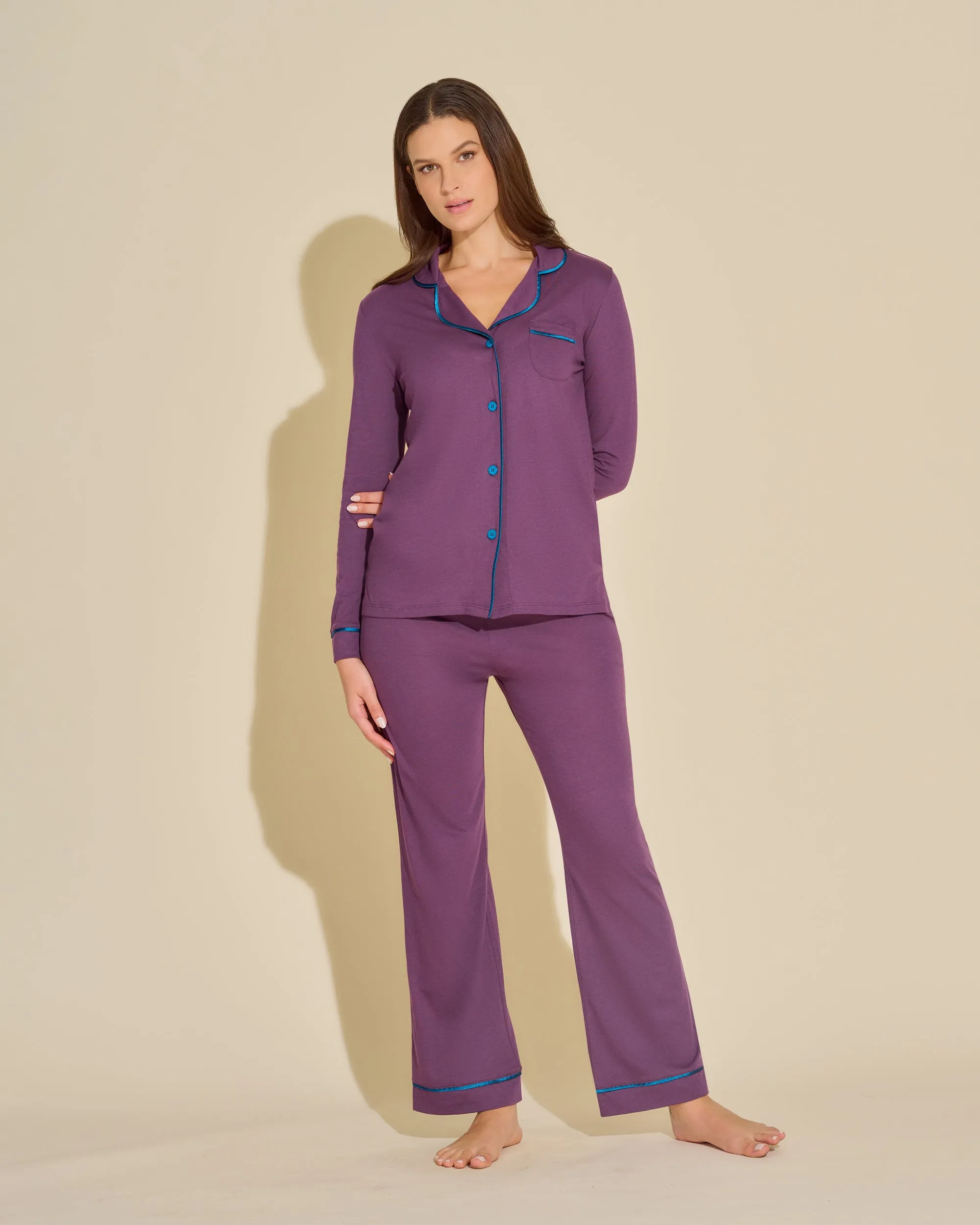 Langärmeliges Top & Boxer Pyjama-Set