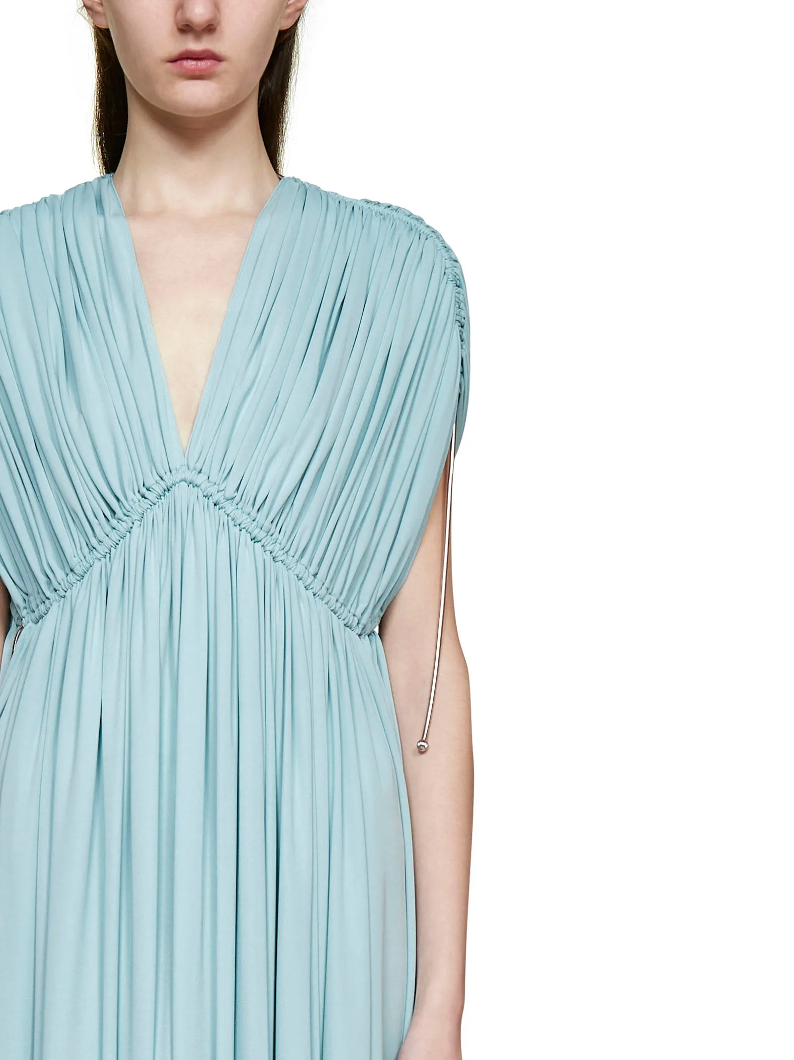 Lanvin V-Neck Gathered-Detail Maxi Dress
