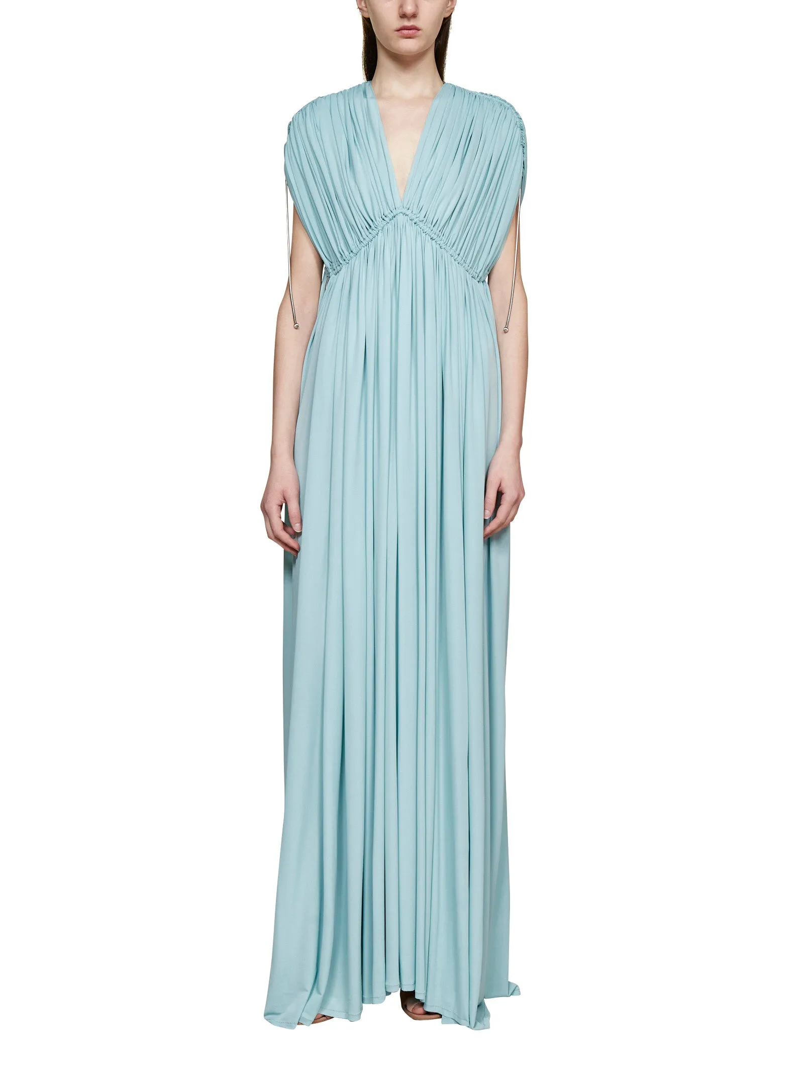 Lanvin V-Neck Gathered-Detail Maxi Dress