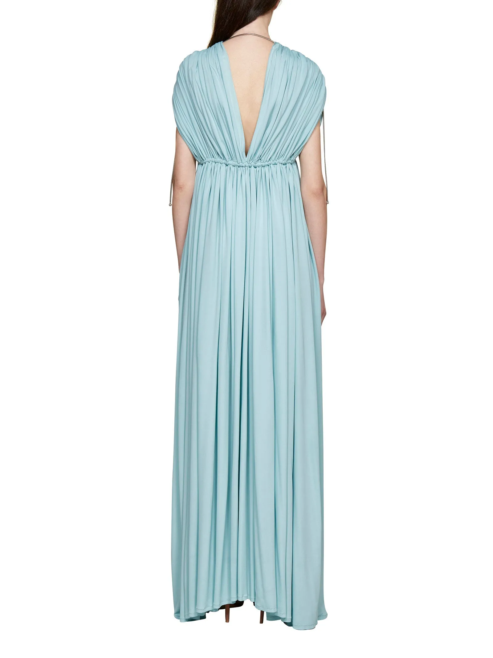 Lanvin V-Neck Gathered-Detail Maxi Dress