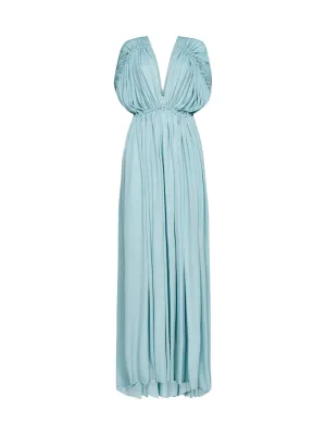 Lanvin V-Neck Gathered-Detail Maxi Dress