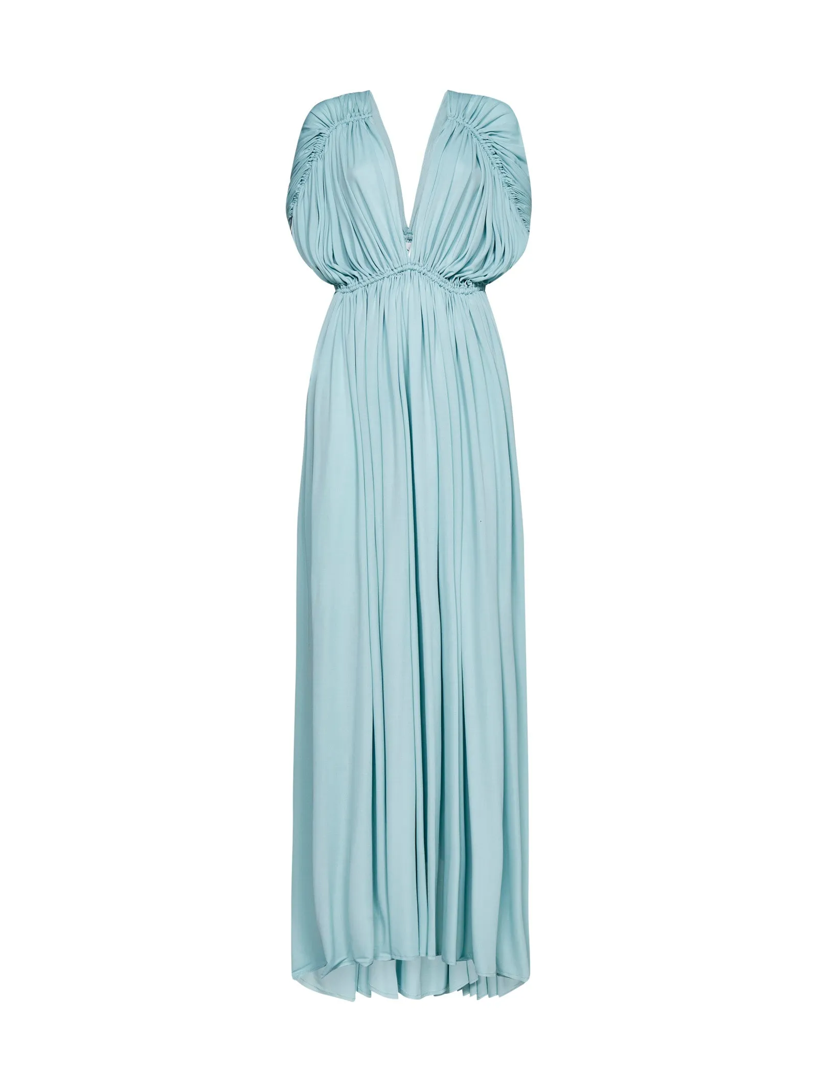 Lanvin V-Neck Gathered-Detail Maxi Dress